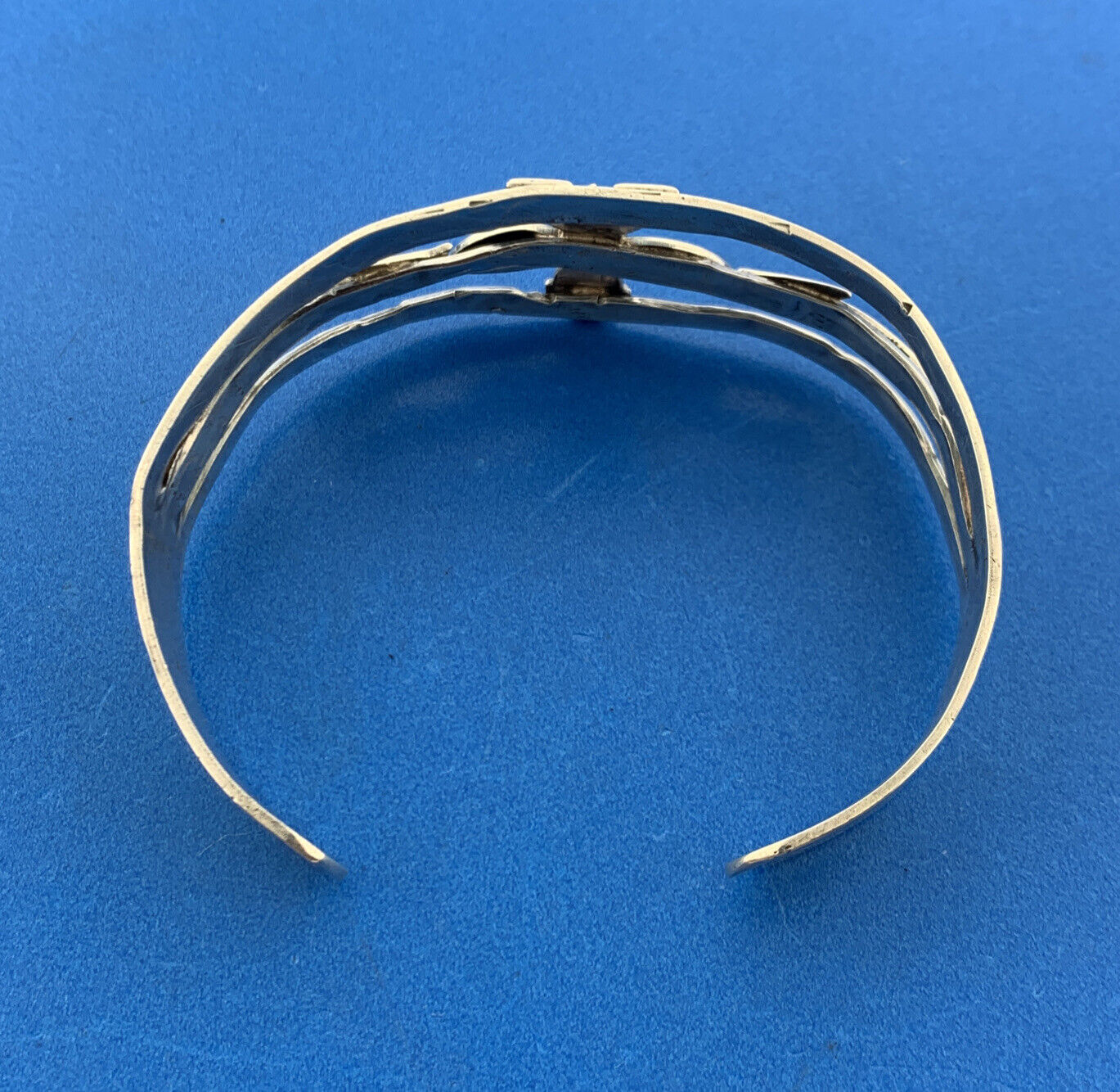 Stunning Sterling Silver 925 Turquoise Bead Native American Open Cuff Bracelet
