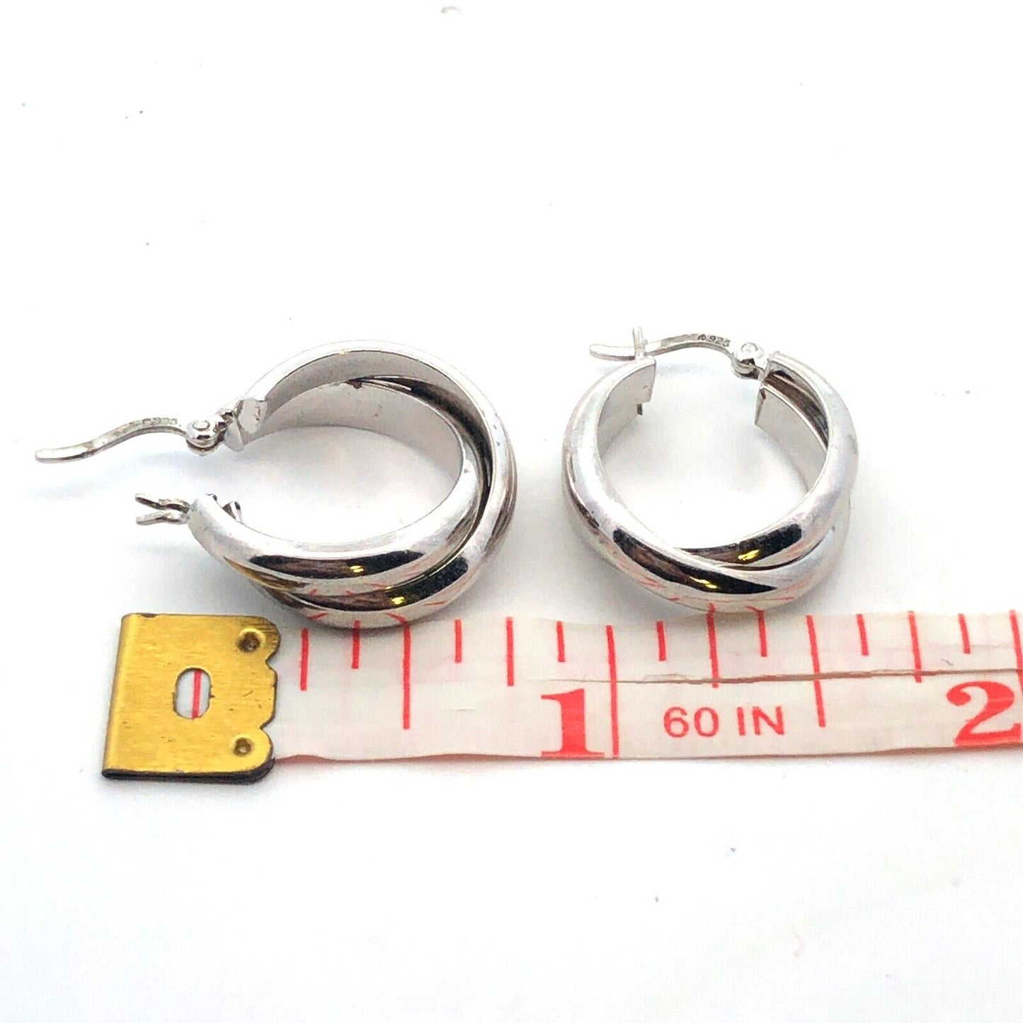 Designer 925 Sterling Silver Round Textured Double Twist Hoop Earrings