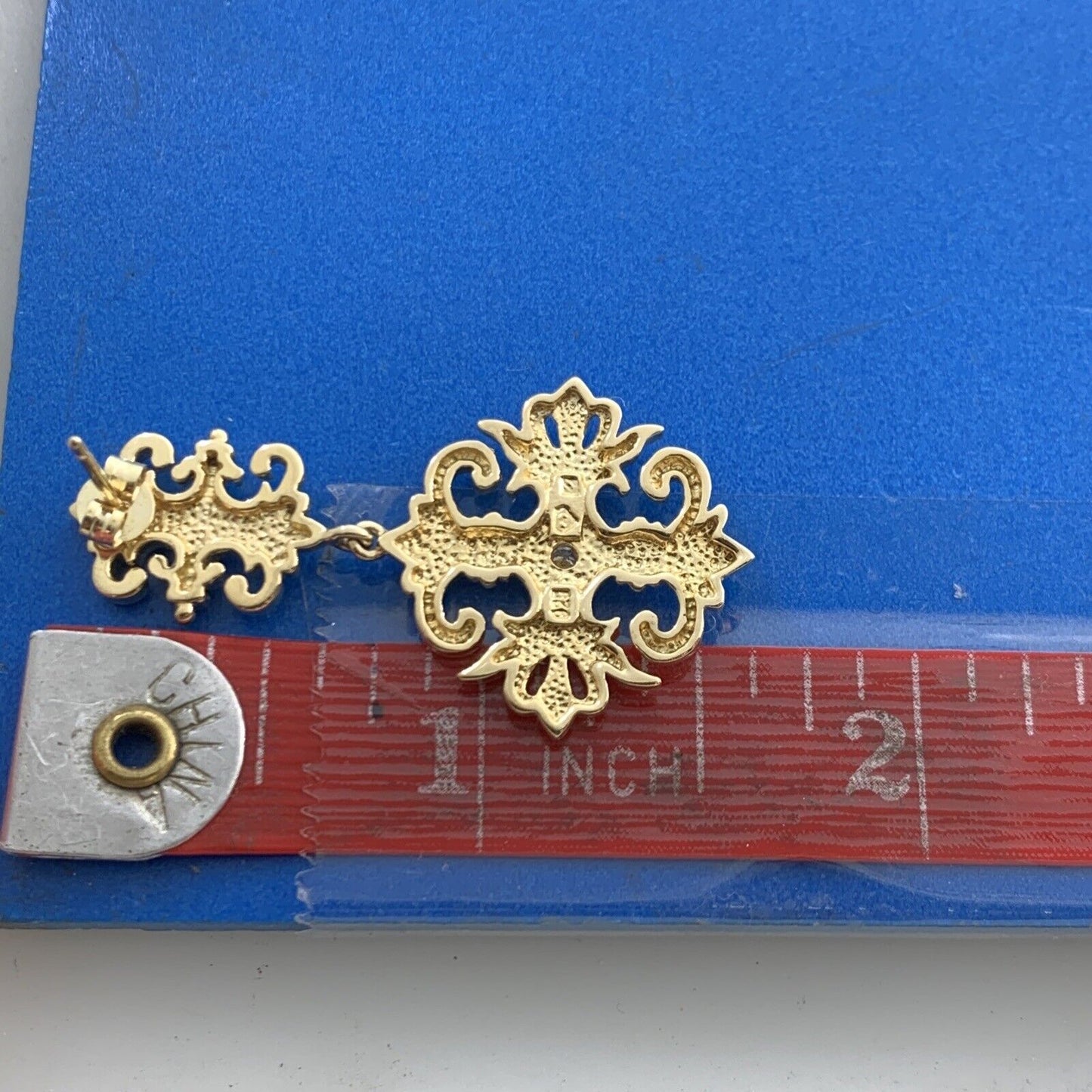 Designer 925 Sterling Silver Vermeil Diamond Scroll Drop Dangle Earrings