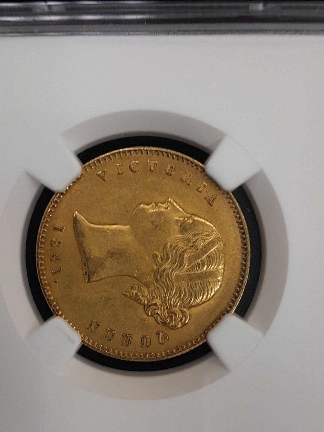 1841 C British India Mohur S & W-3.7 Type A/1 "W.W." Plain 4 NGC UNC Details