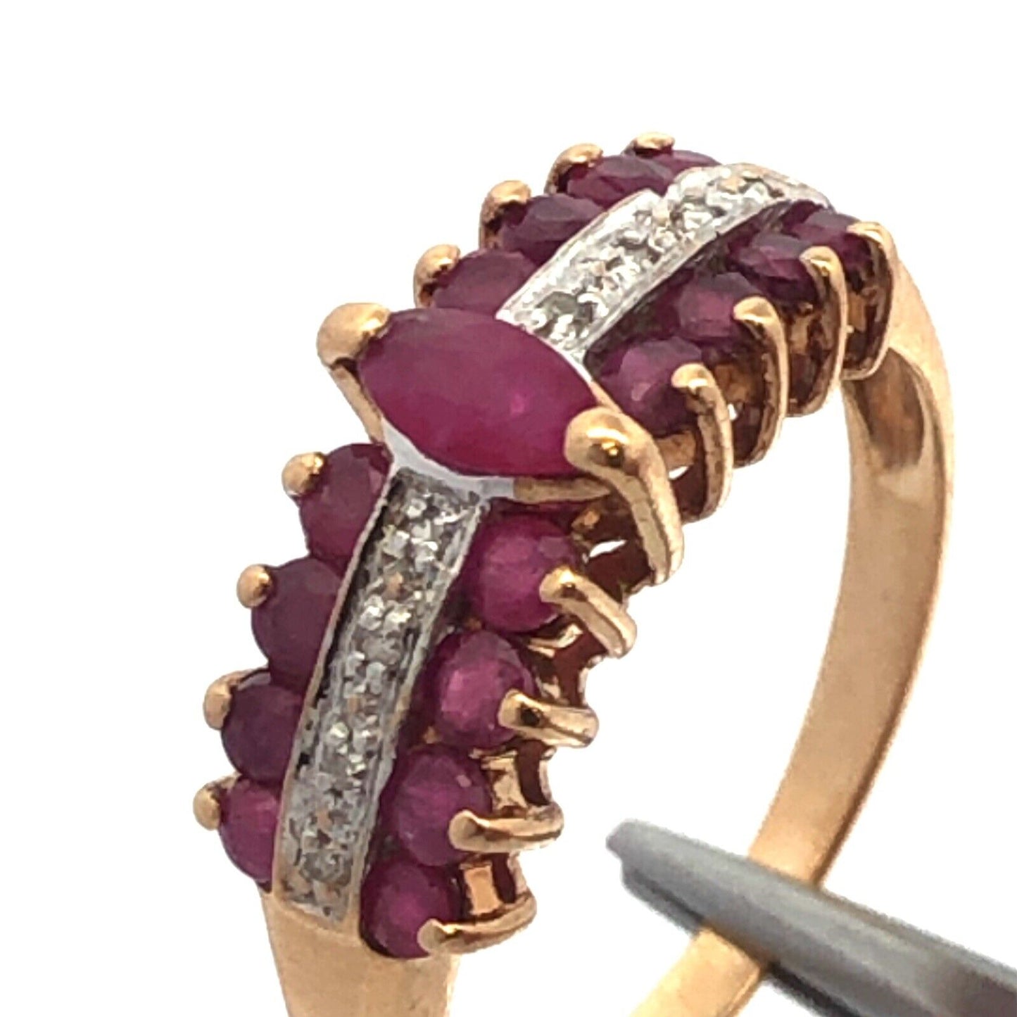 Vintage 10K Yellow Gold Ruby Diamond Engagement Anniversary Cocktail Ring