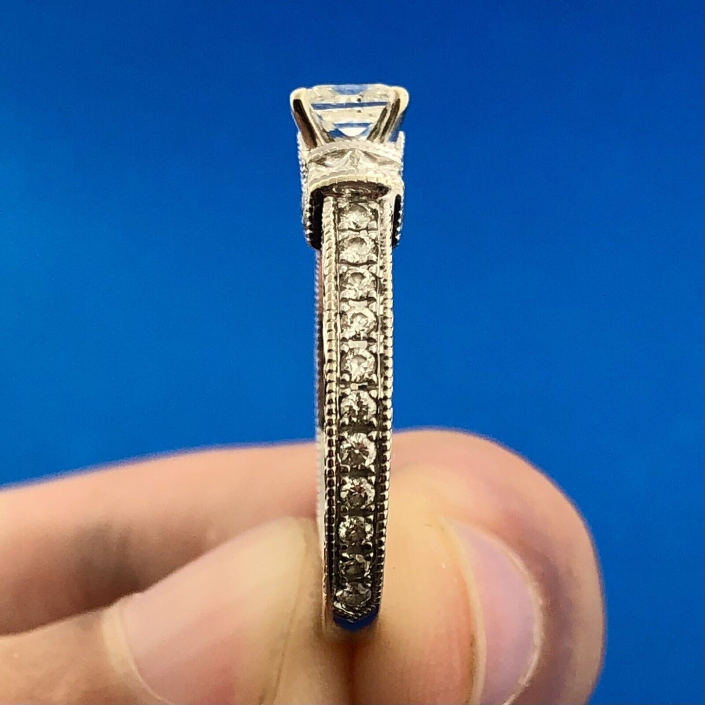 Neil Lane 14K White Gold Diamond Princess Solitaire Accents Engagement Ring