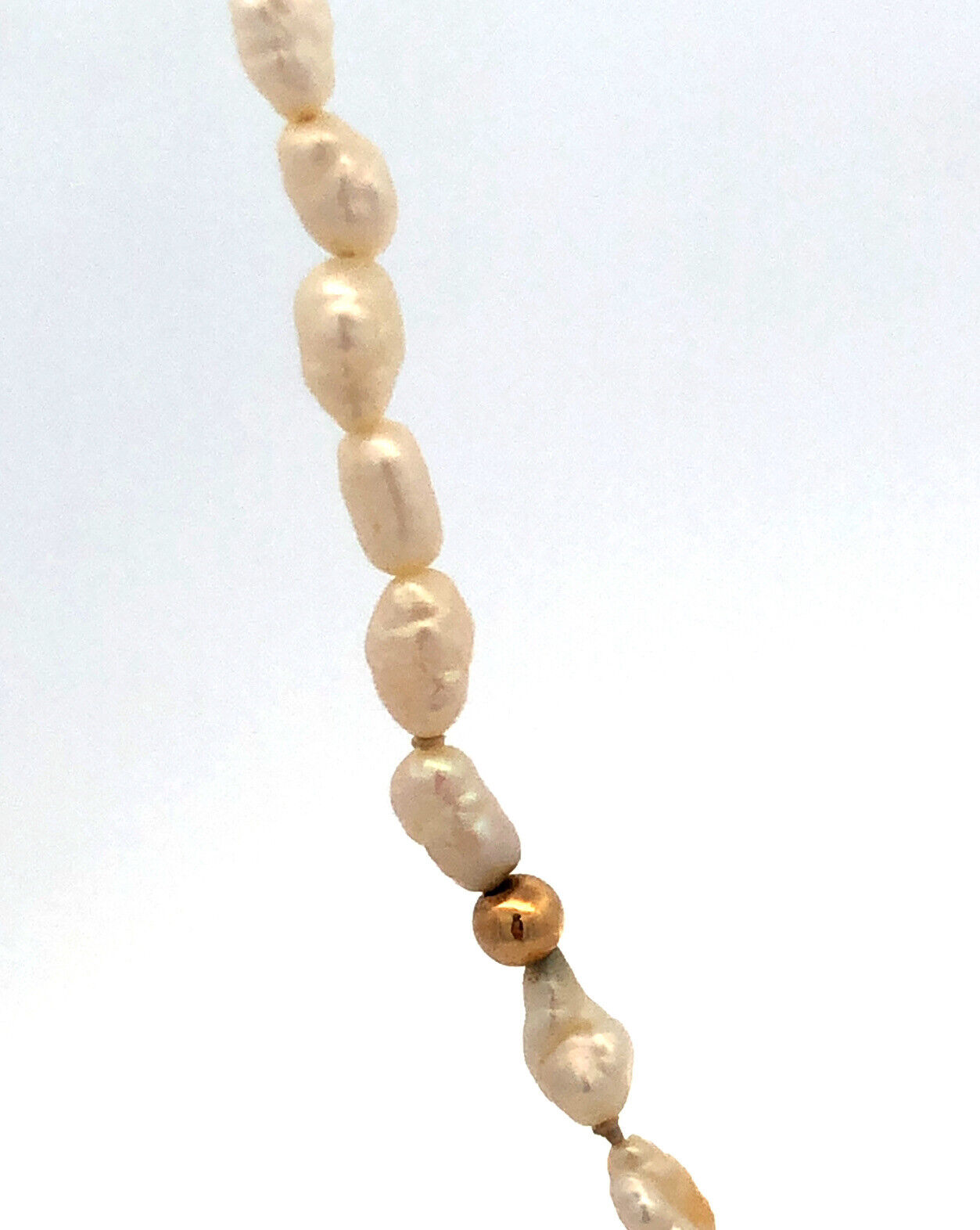 Estate 14K Yellow Gold Baroque Pearl Gold Bead Necklace