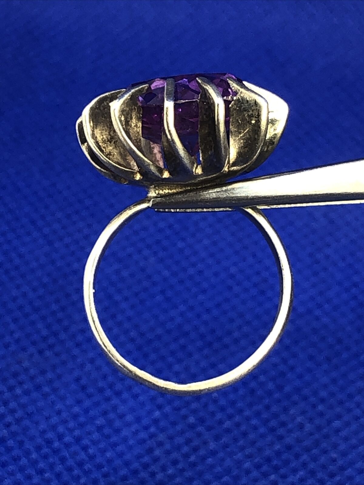 Taxco Mexico 925 Sterling Silver Round Purple Sapphire Cocktail Ring