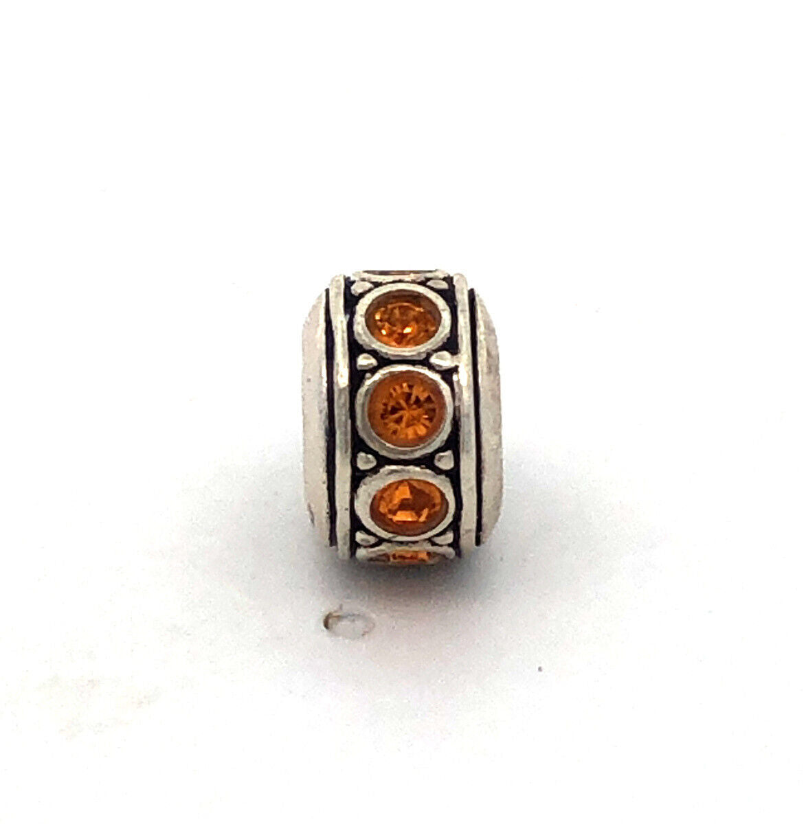 Designer Chamilia 925 Sterling Silver Round Orange Cubic Zirconia Spacer Charm