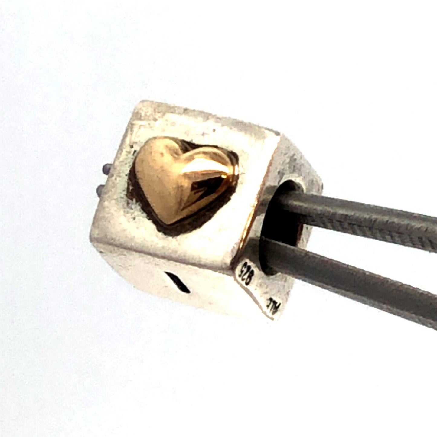 PANDORA 925 14K Gold 790200 Retired I Love You Heart Cube Slide Bracelet Charm