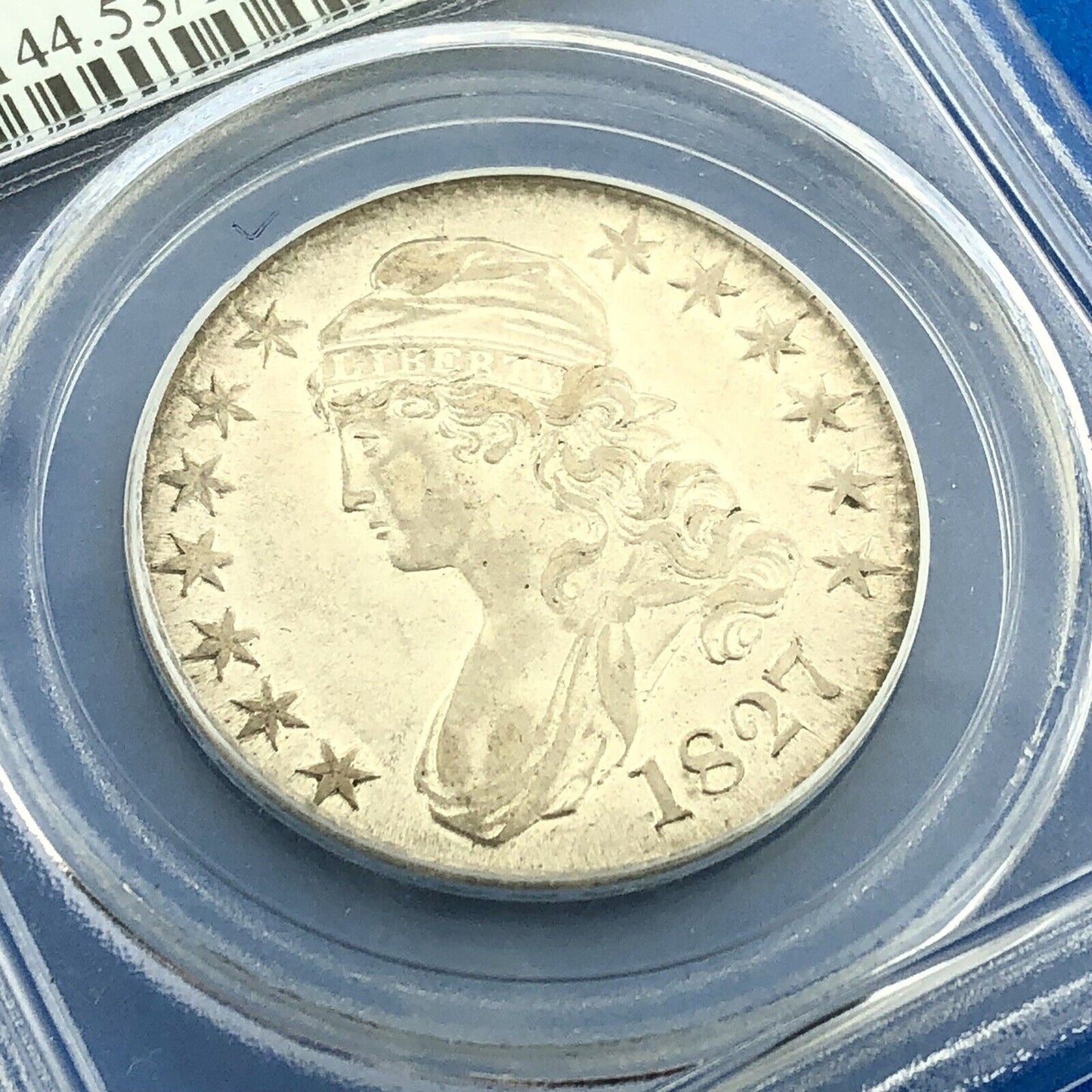 1827 Capped Bust Silver Half Dollar 50c Square Base 2 PCGS AU53 Early US Coin