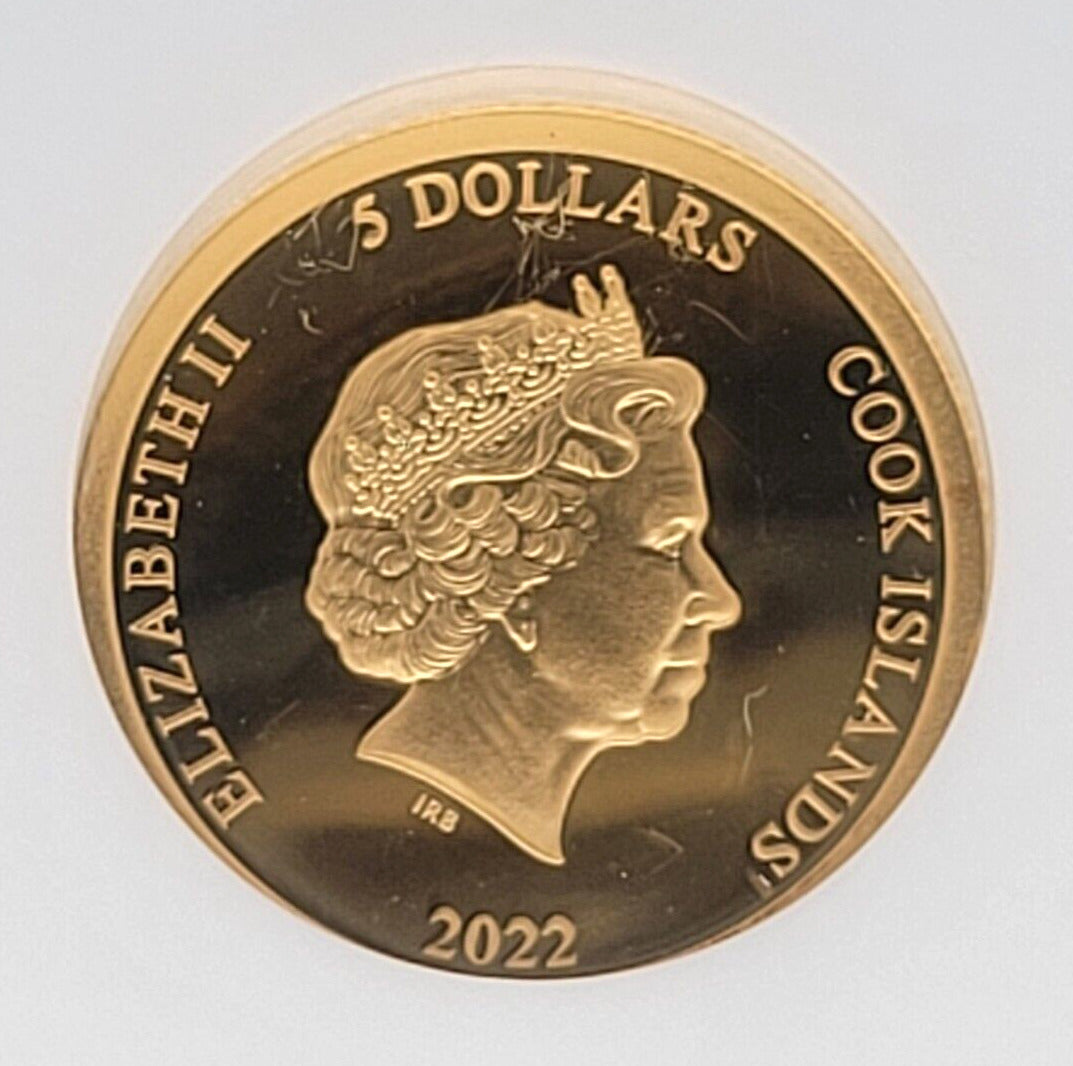 2022 $5 Cook Islands NGC PF70 Proof Cameo Legacy of Pharoahs 1/2g .999 Gold Coin