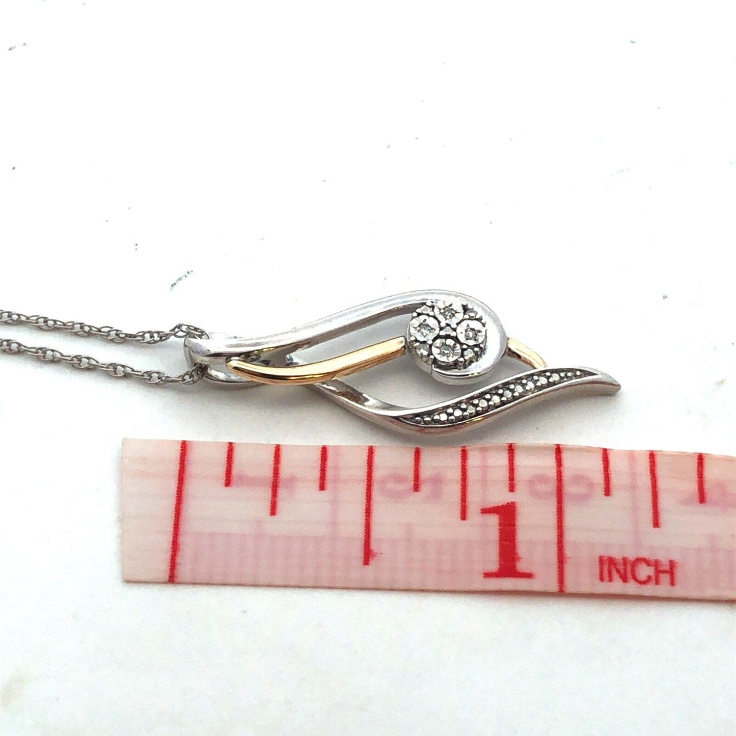 Designer 925 Sterling Silver 10K Yellow Gold Diamond Infinity Eternity Necklace