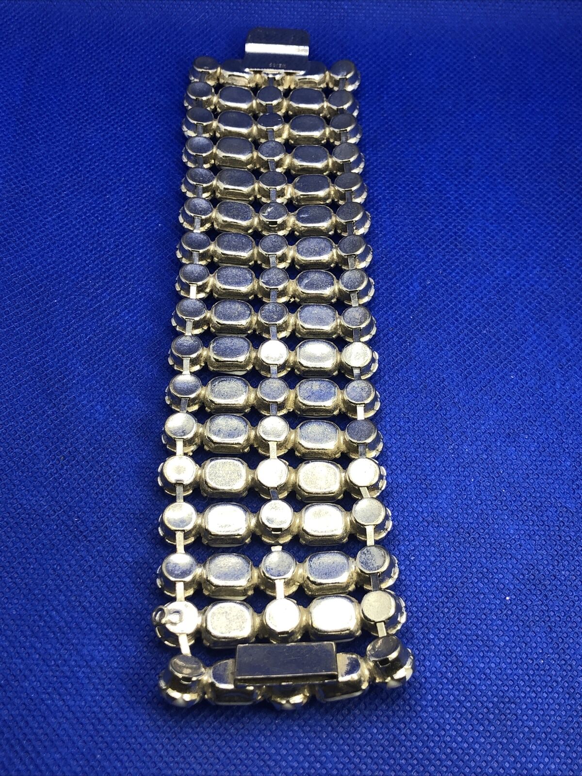 Weiss Runway Couture White Milk Glass Five Row Statement Cuff Bracelet