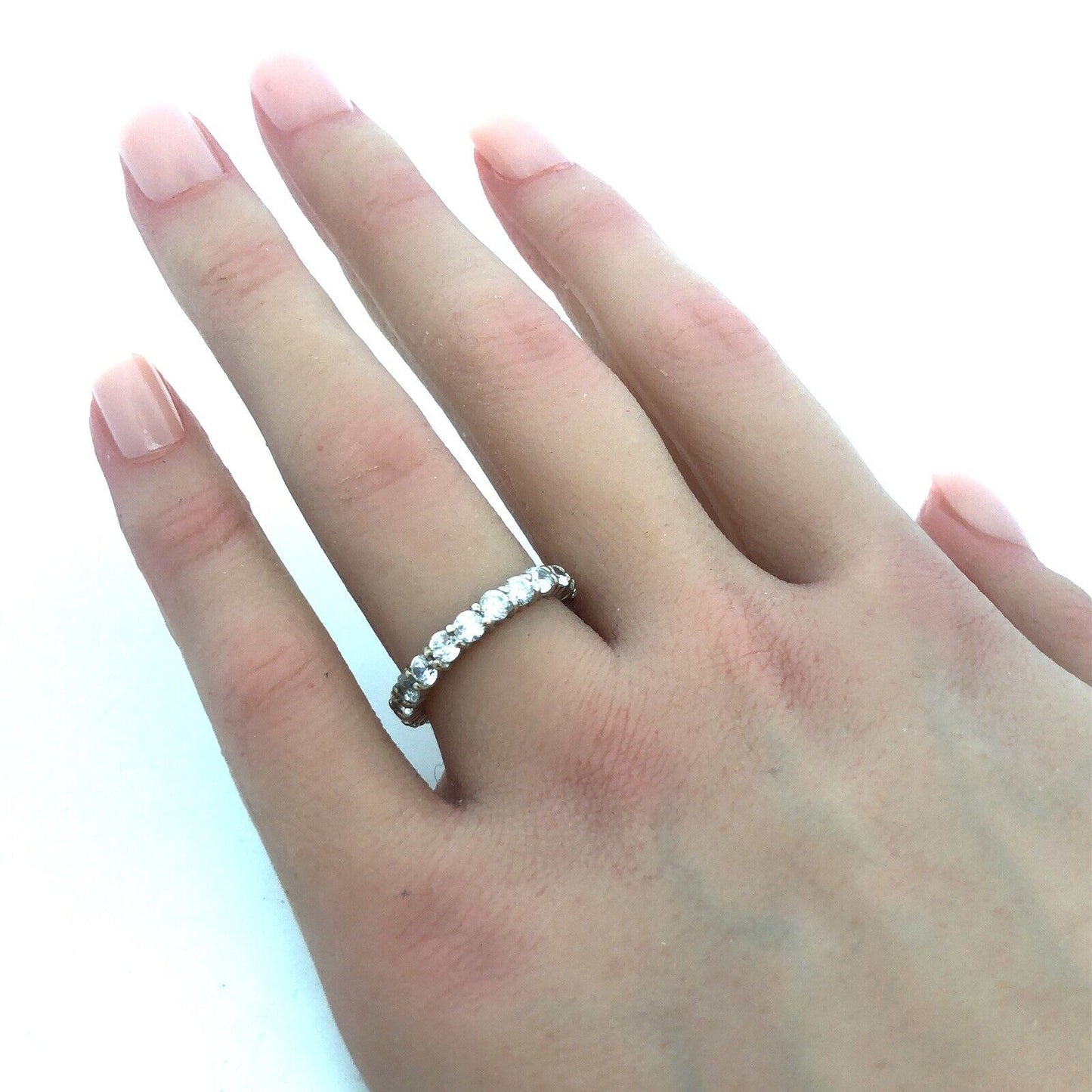 Designer 925 Sterling Silver Round Cubic Zirconia Eternity Anniversary Band Ring