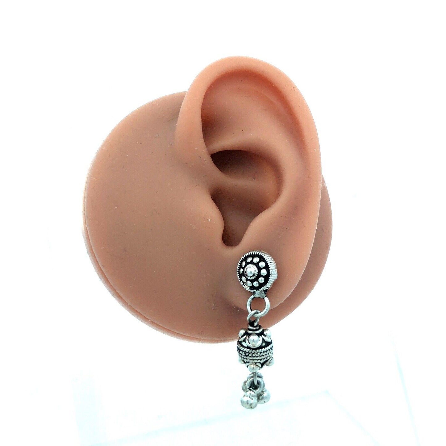 Vintage 925 Sterling Silver Round Textured Dangle Stud Earrings