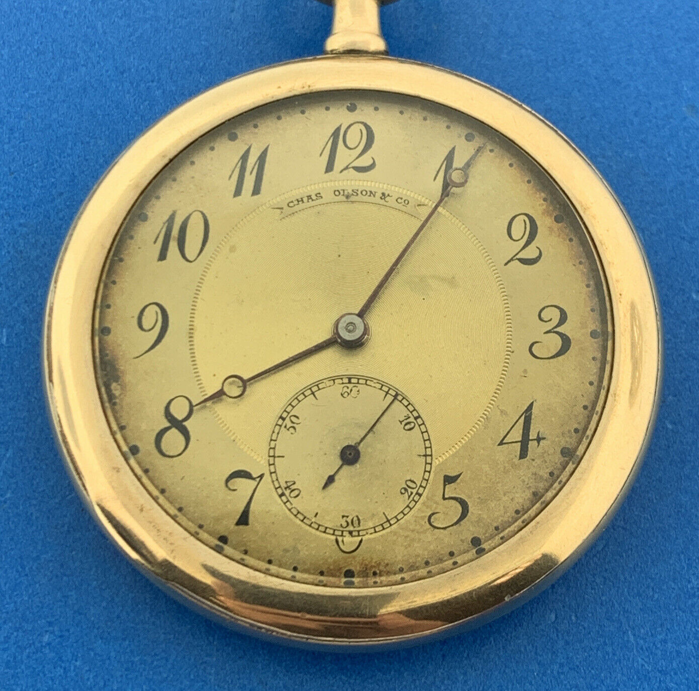 Antique Private Label Pocket Watch Chas Olson & Co With Fahy's Gold Filled Case
