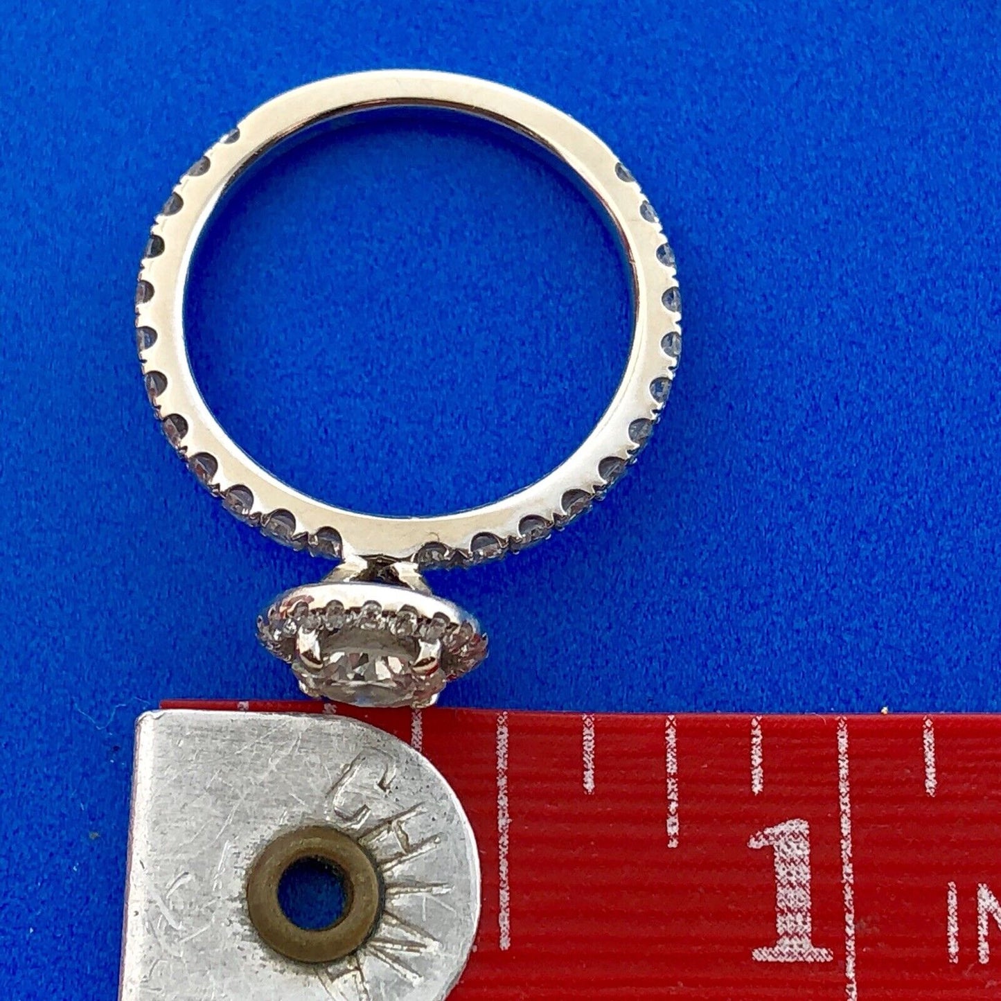 Designer Slyvie 18K White Gold Diamond Halo Band Classic Engagement Bridal Set