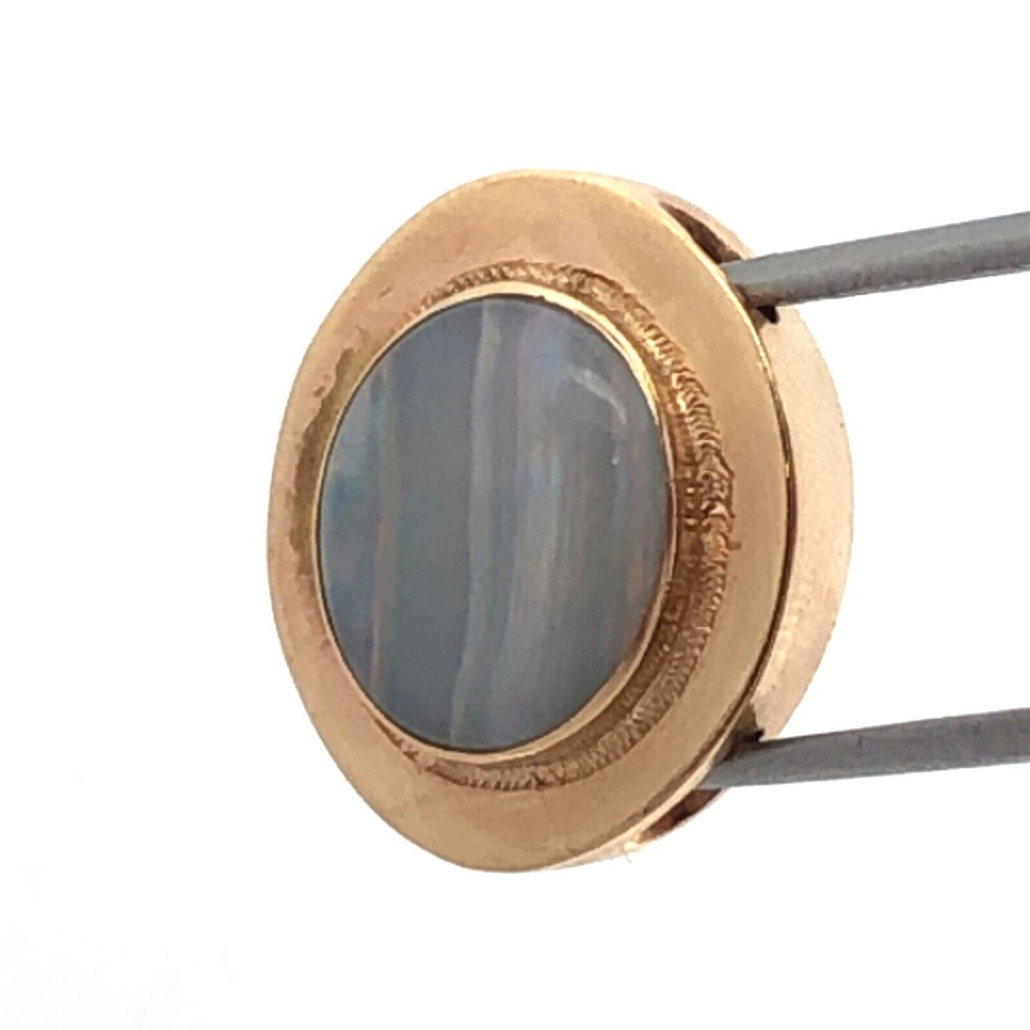 Vintage 10K Yellow Gold Oval Opal Slide Bracelet Charm