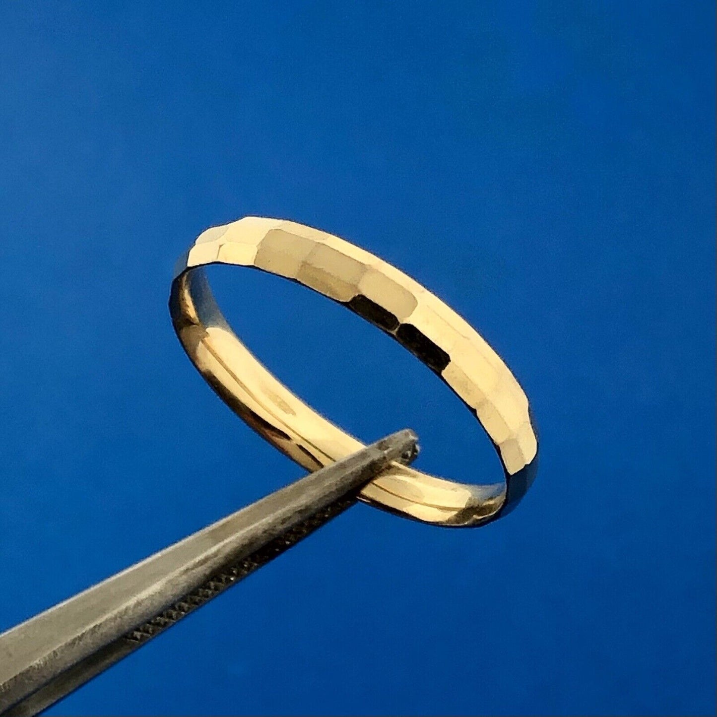 Designer Atasay Kuyumculuk AK Turkey 14K Yellow Gold Hammered Wedding Band Ring