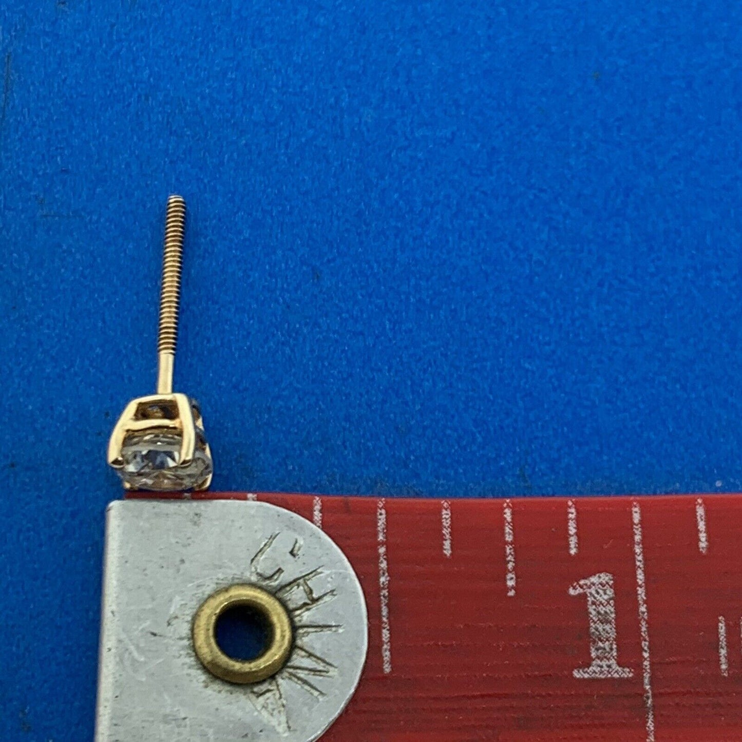 14K Yellow Gold Round Diamond Solitaire Pierced Screw Back Earrings