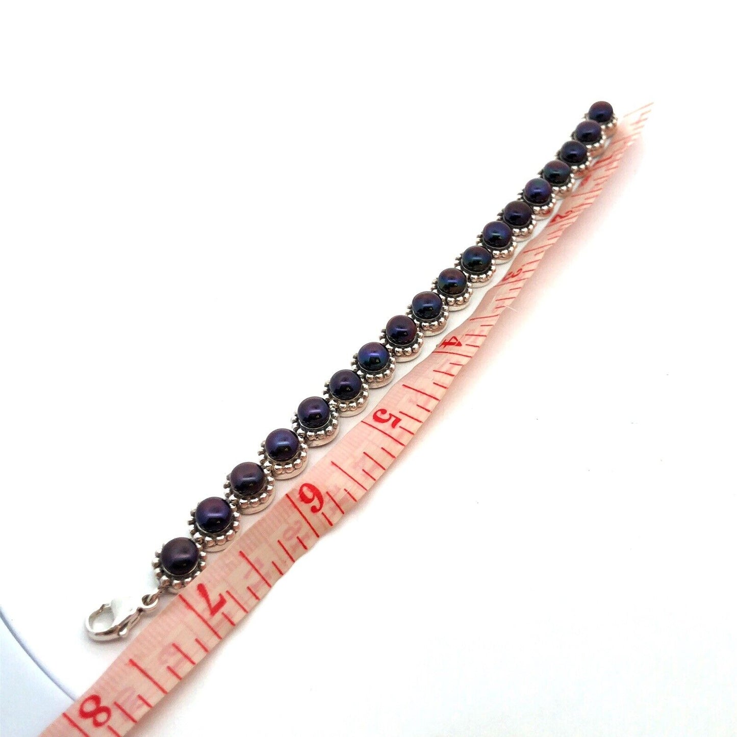 Designer 925 Sterling Silver Round Tahitian Pearl Tennis Bracelet