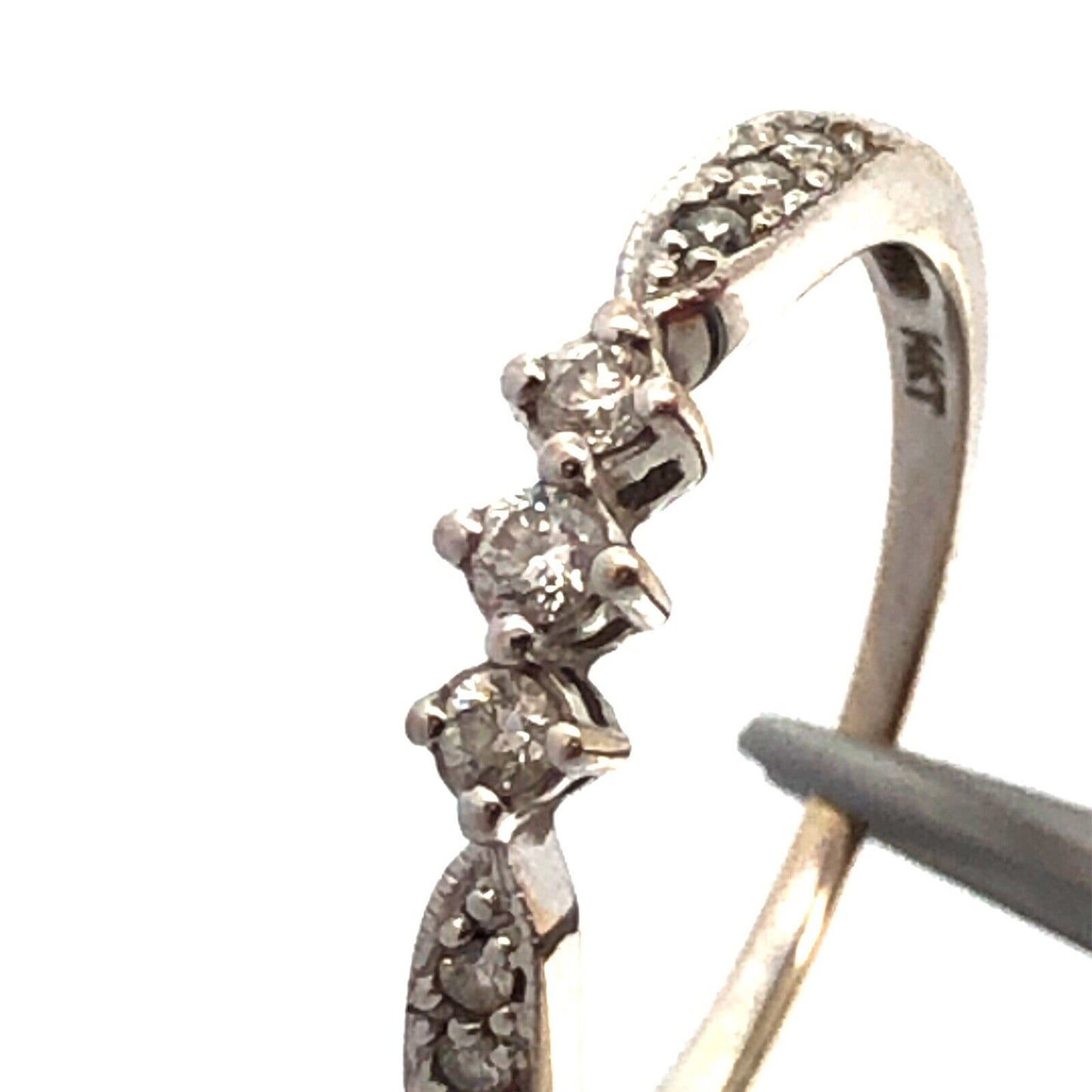 Designer 14K White Gold Round Diamond Wedding Anniversary Promise Band Ring