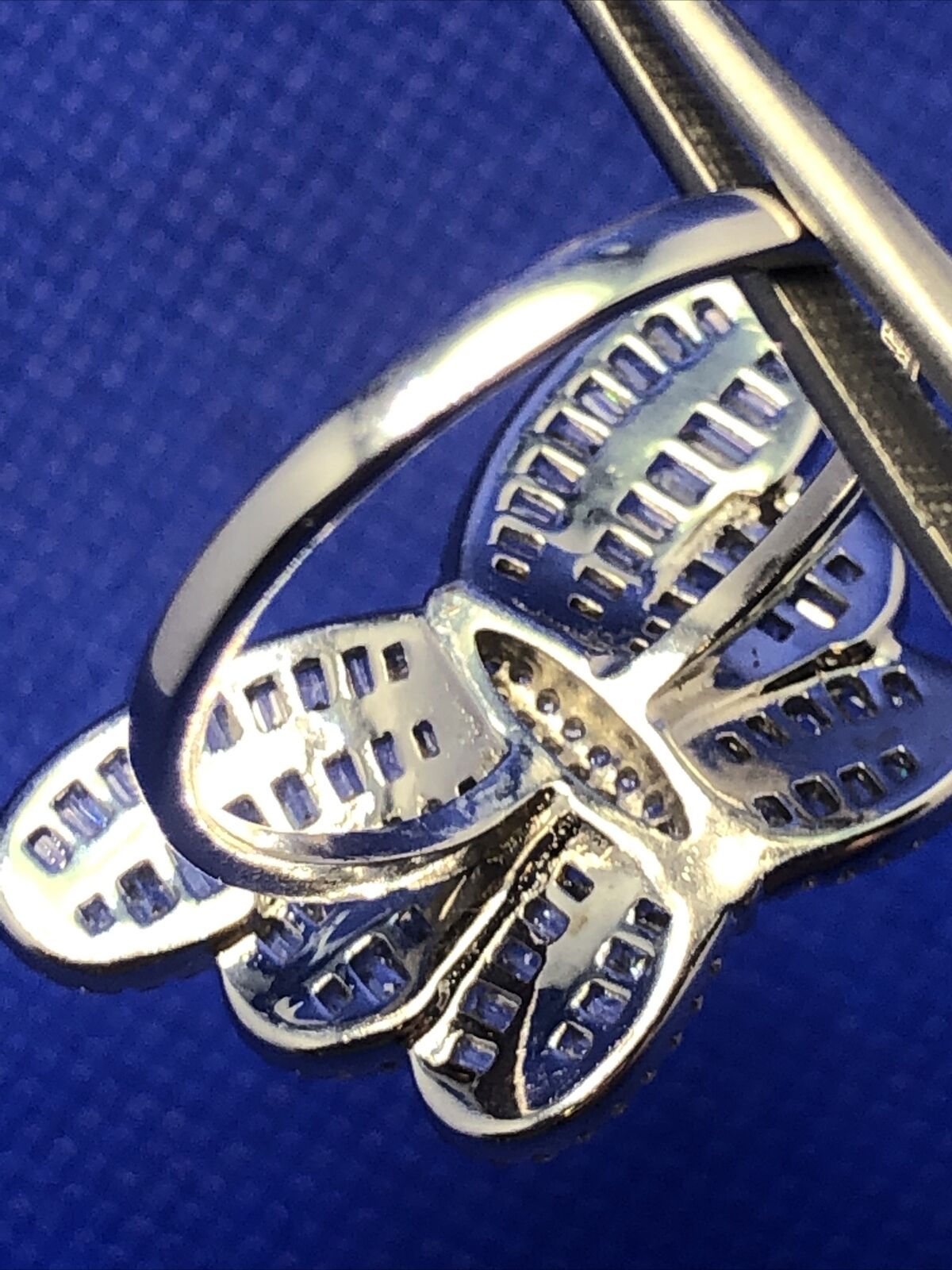 Designer FZN 925 Sterling Silver Cubic Zirconia Butterfly Size 12 Statement Ring