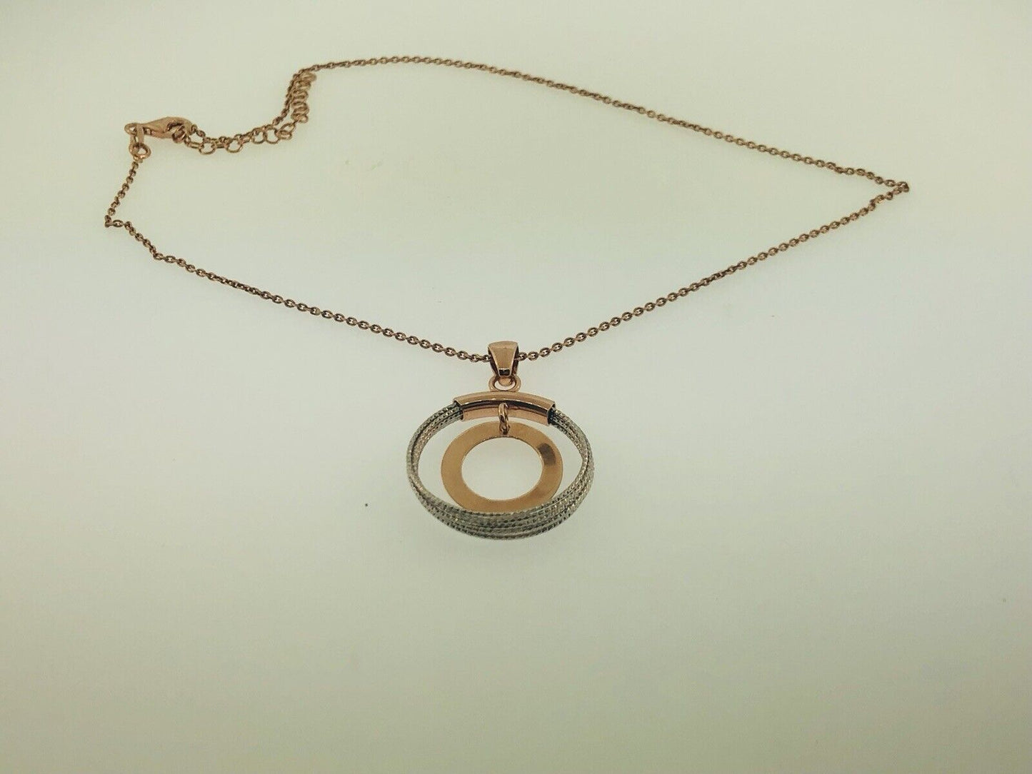Dyadema Italy Sterling Silver Rose Wash Two Toned Life Infinity Circle Necklace