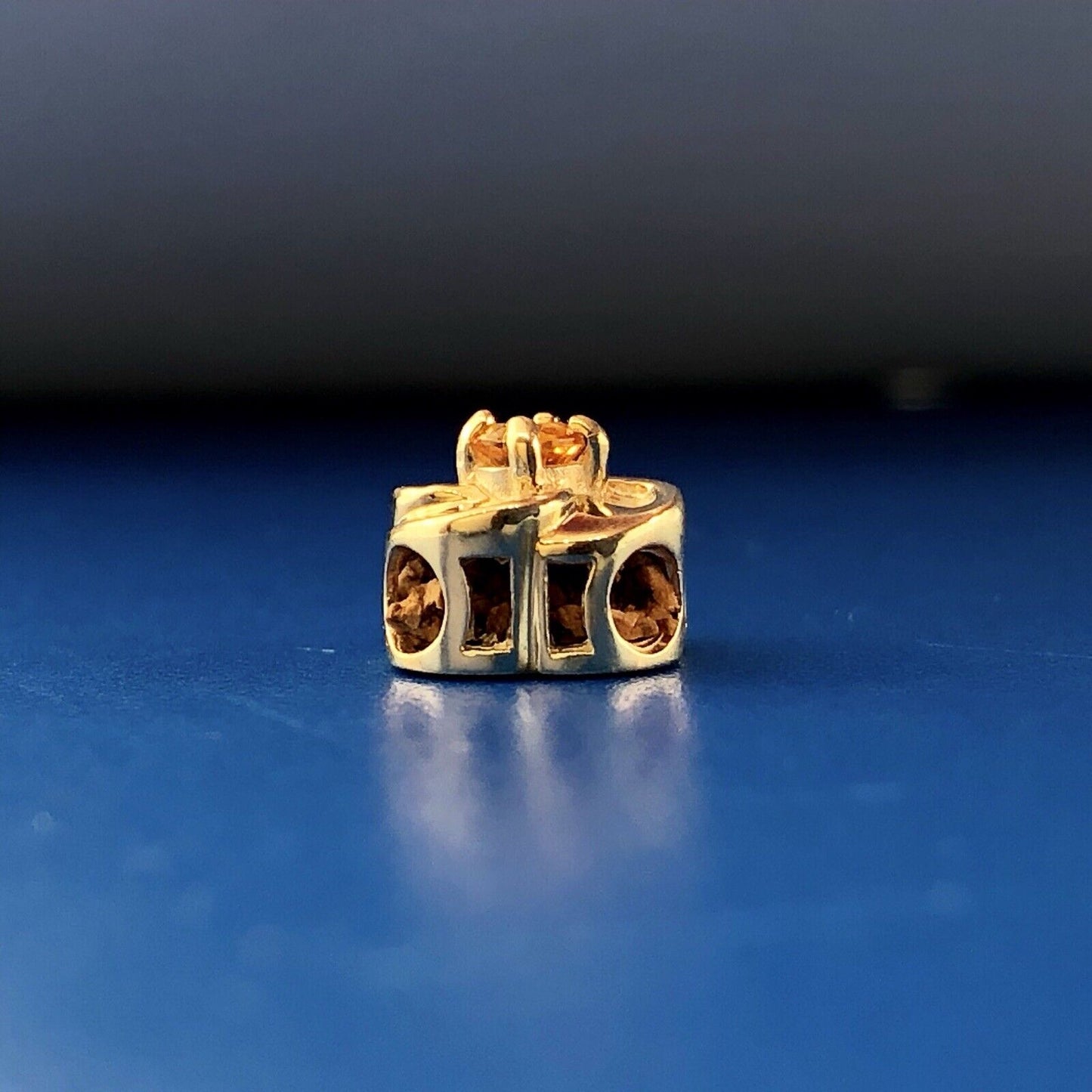 Designer DDH 10K Yellow Gold Citrine Flower November Slide Bracelet Charm