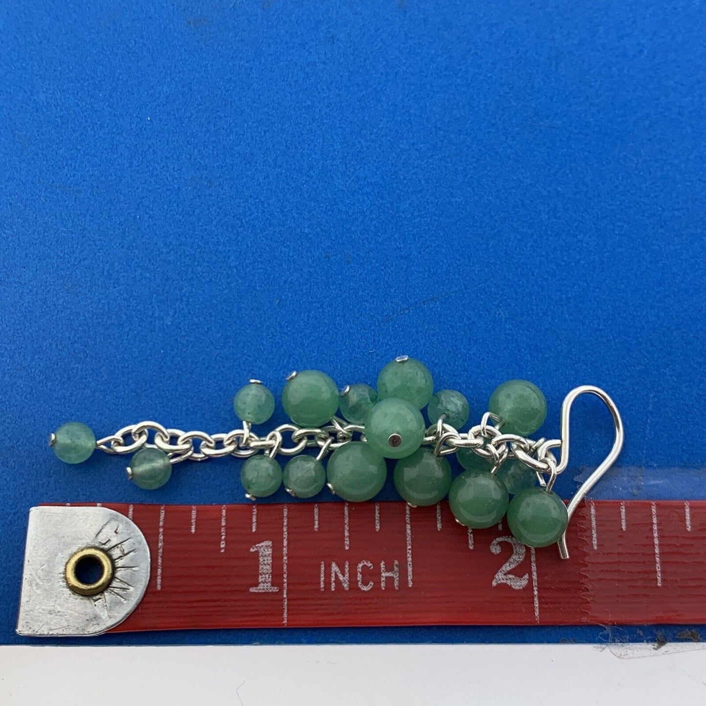 Designer 925 Sterling Silver Aventurine Bead Grape Cluster Drop Dangle Earrings