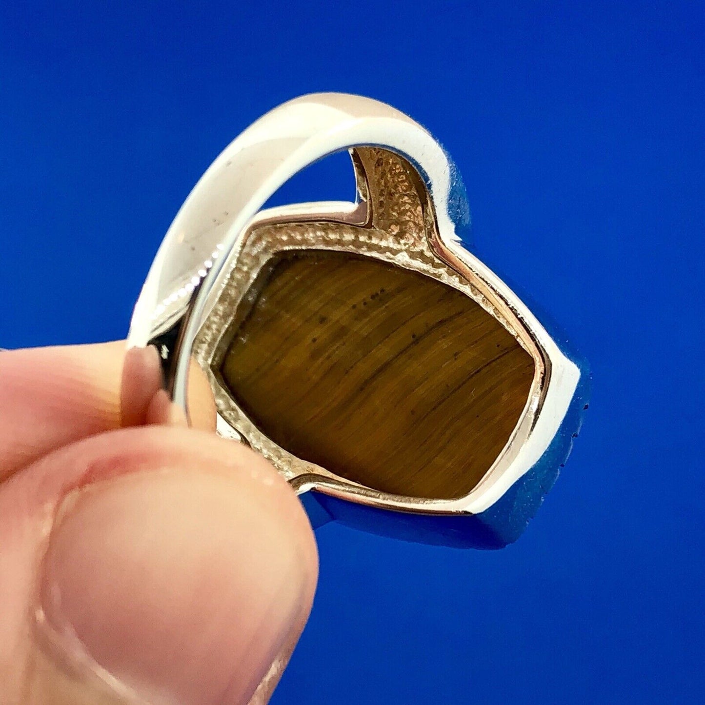 Whitney Kelly WK 925 Sterling Silver Floral Carved Tiger Eye Statement Ring