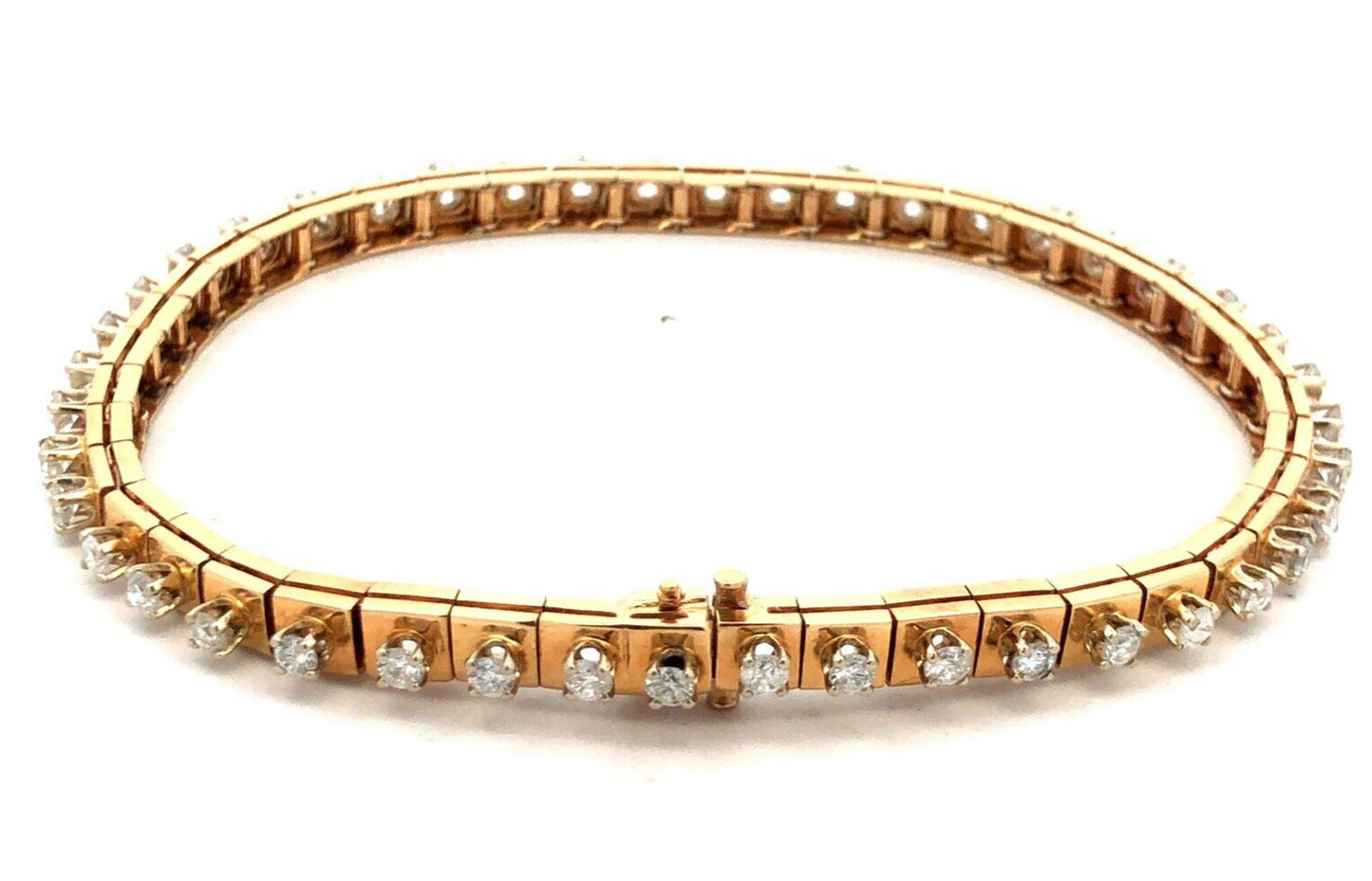 Estate 14K Yellow Gold Round Graduated Diamond Modernist Tennis Bracelet