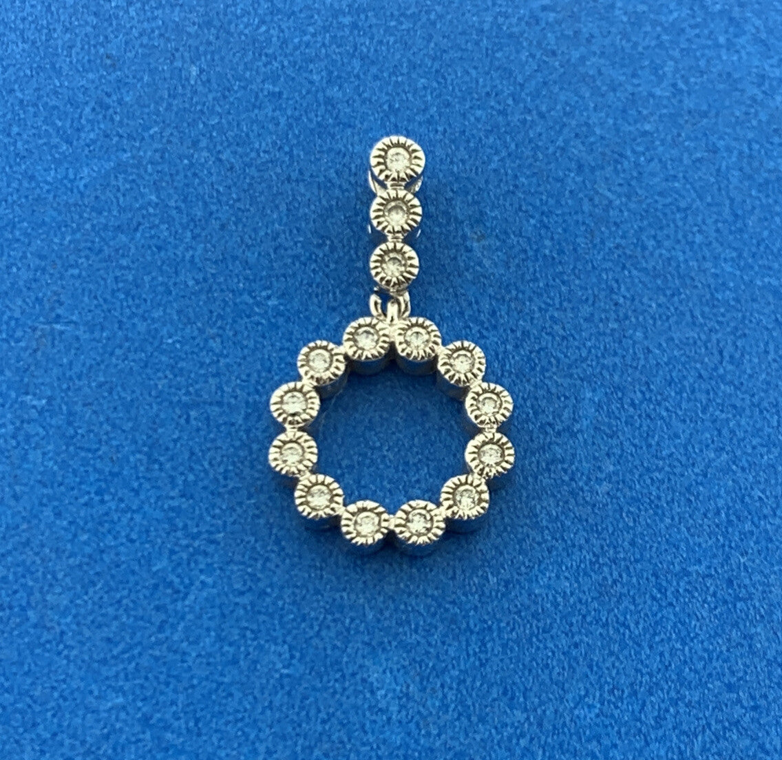 14K White Gold Diamond Infinity Eternity Anniversary Circle Drop Pendant