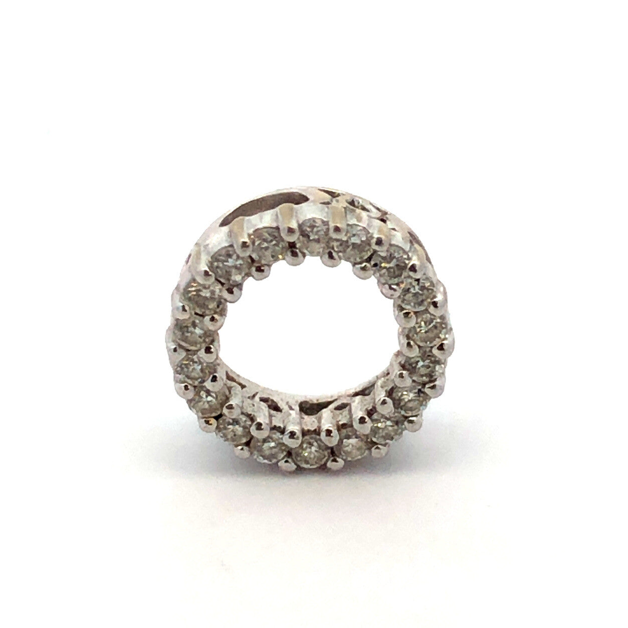 Designer JX 14K White Gold Diamond Round Ring Infinity Eternity Pendant