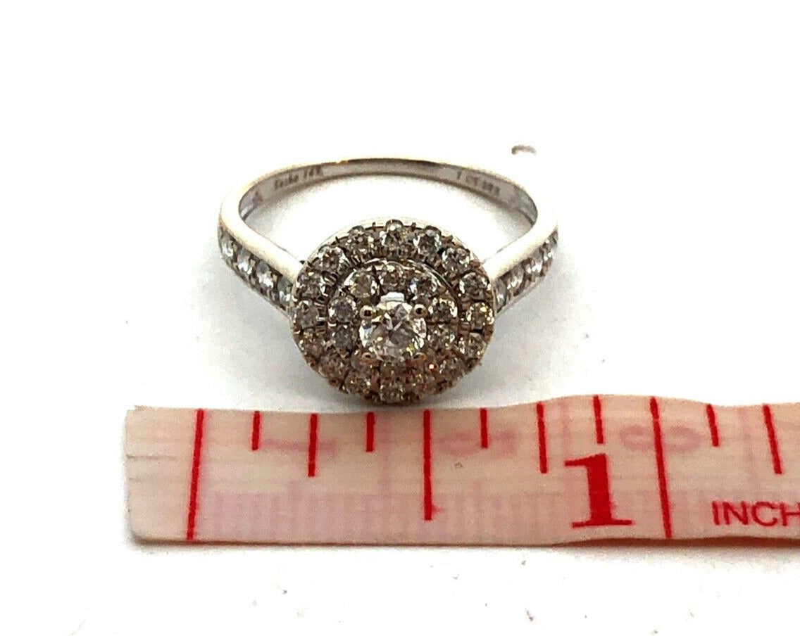 Tasha 14K White Gold Round Diamond Double Halo Engagement Ring