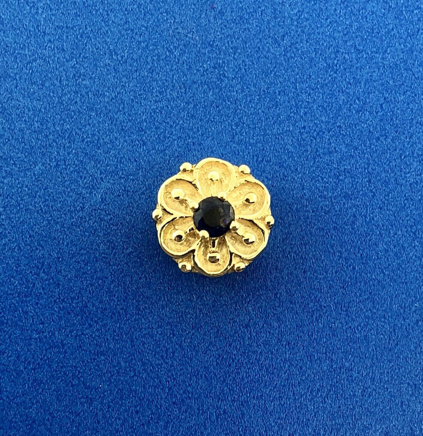 Designer DDH 10K Yellow Gold Sapphire Flower September Slide Bracelet Charm