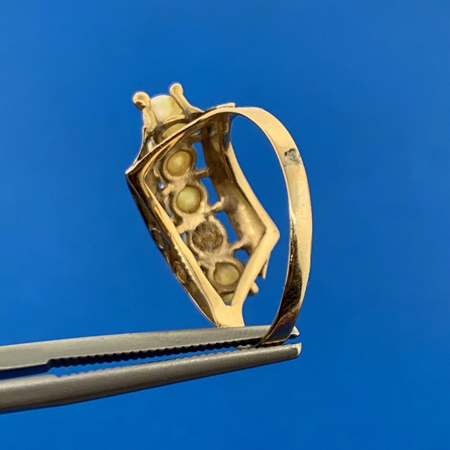 10K Yellow Gold Five Pearl Modernist Bypass Ring