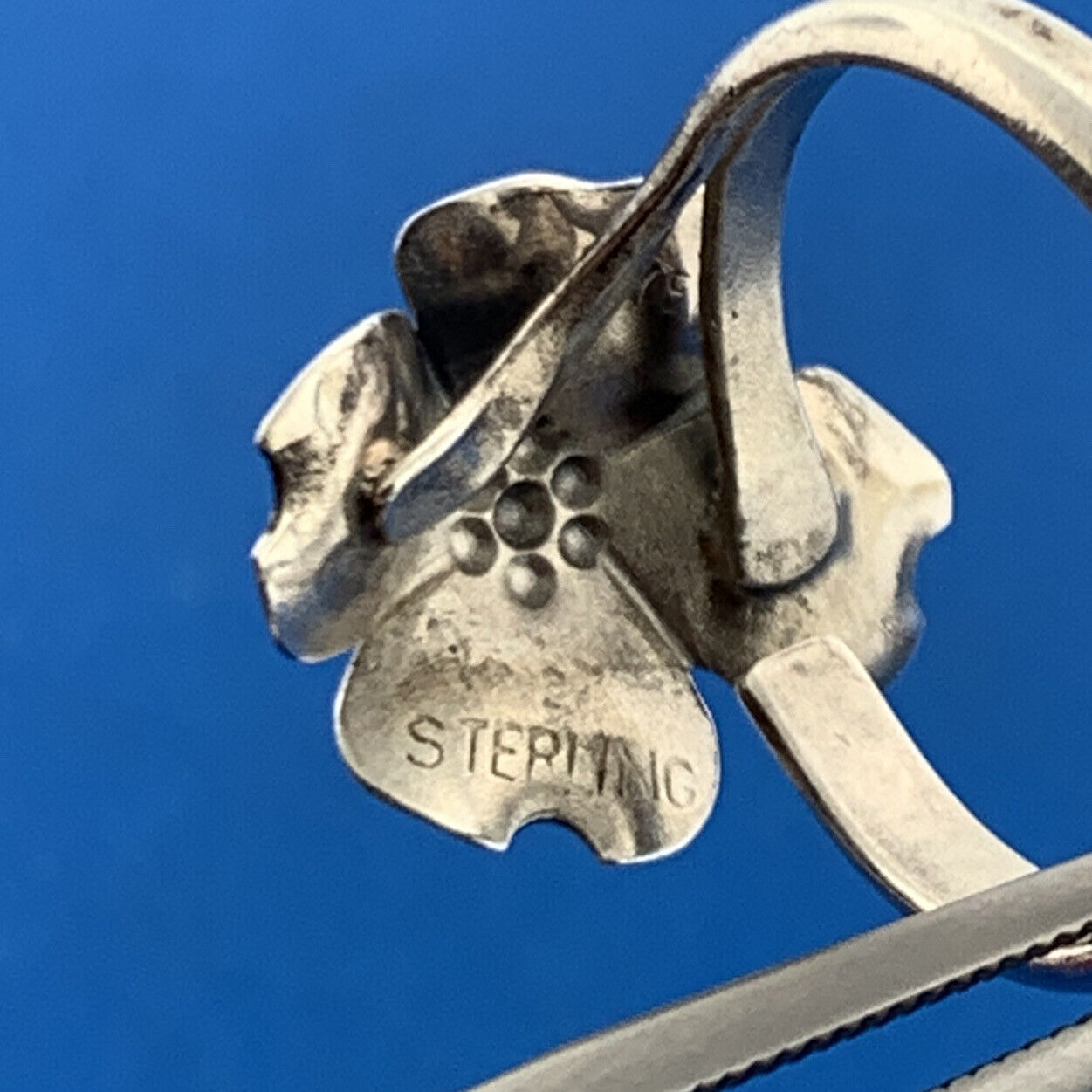 Vintage 925 Sterling Silver Dogwood Blossom Floral Design Adjustable Ring