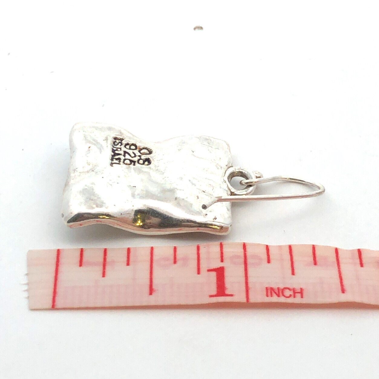 Vintage 925 Sterling Silver Purple Cubic Zirconia Rectangle Hook Earrings