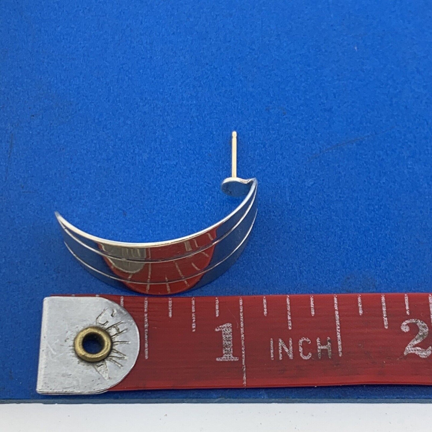 Designer 14K Yellow Gold Sterling Silver Modernist Textured Half Hoop Earrings