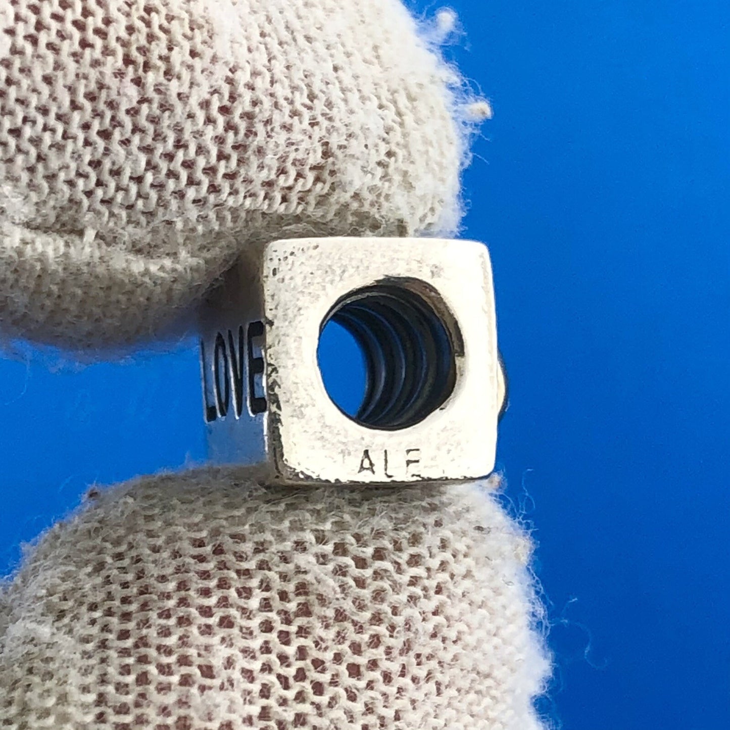 Authentic PANDORA Sterling Silver 14K Yellow Gold 790200 I Love You Cube Charm