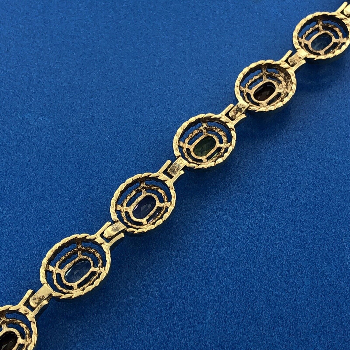 Vermeil Sterling Silver 925 Multi Gemstone Tennis Bracelet