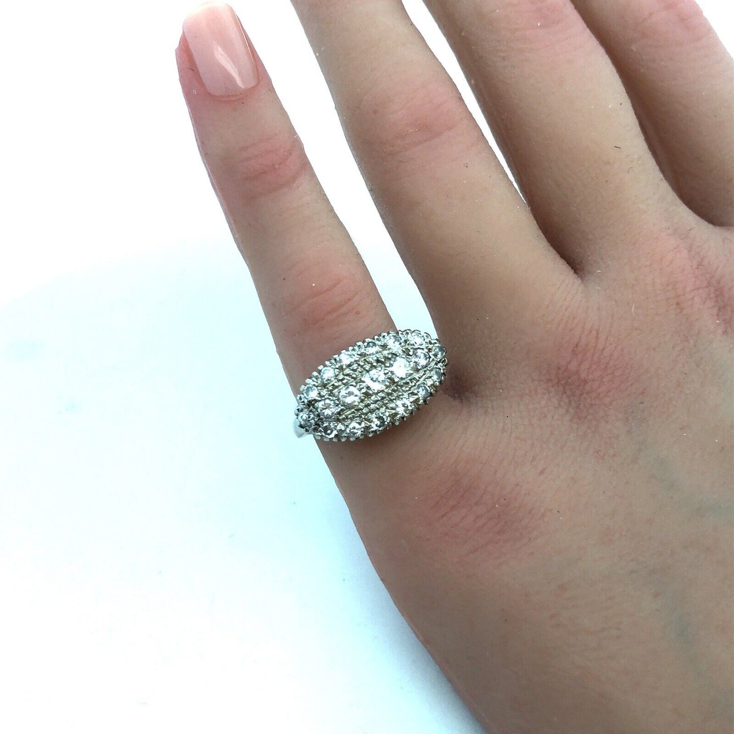 Vintage 14k White Gold Diamond Cluster Ring