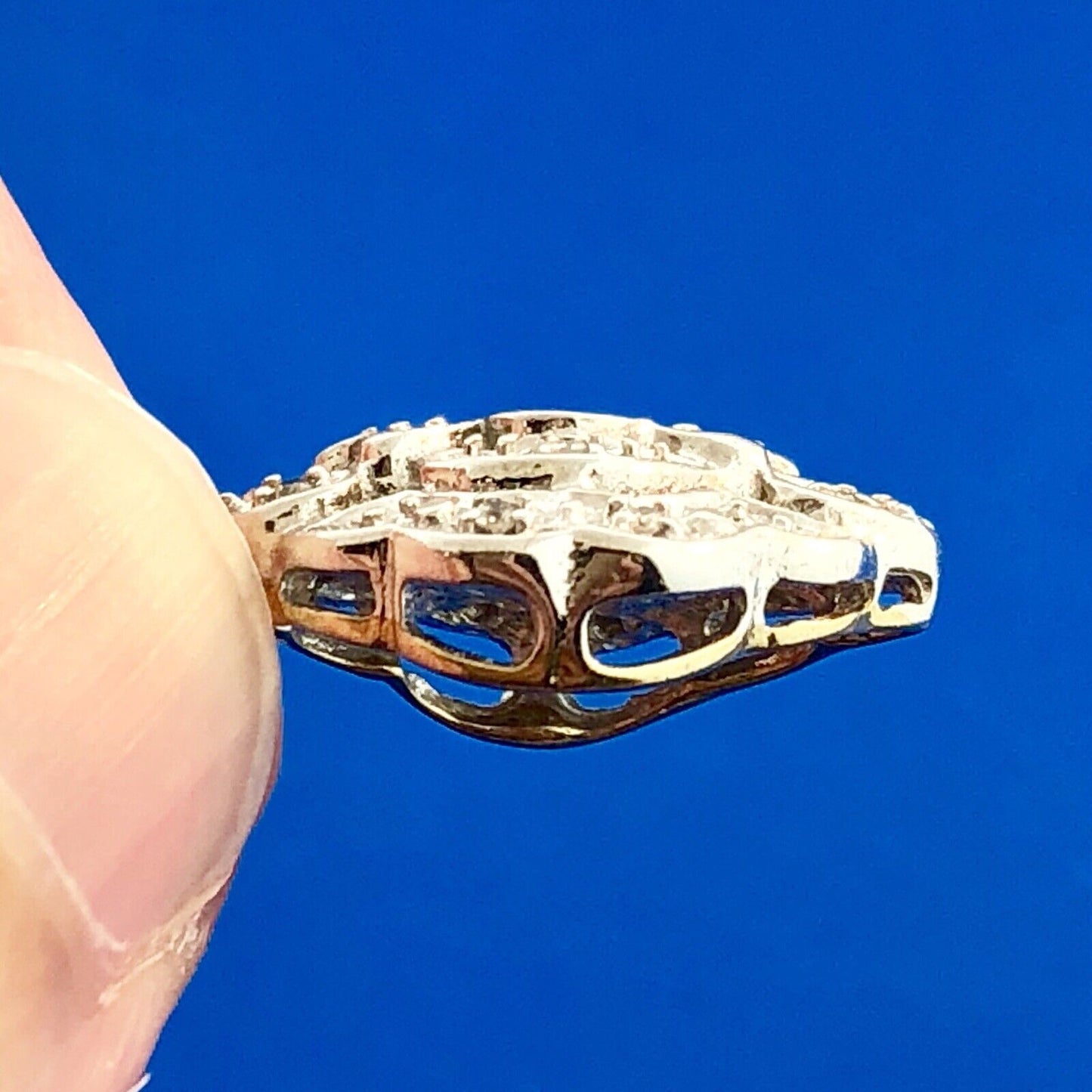 Vintage Art Deco Style 10k Yellow White Gold Diamond Pendant