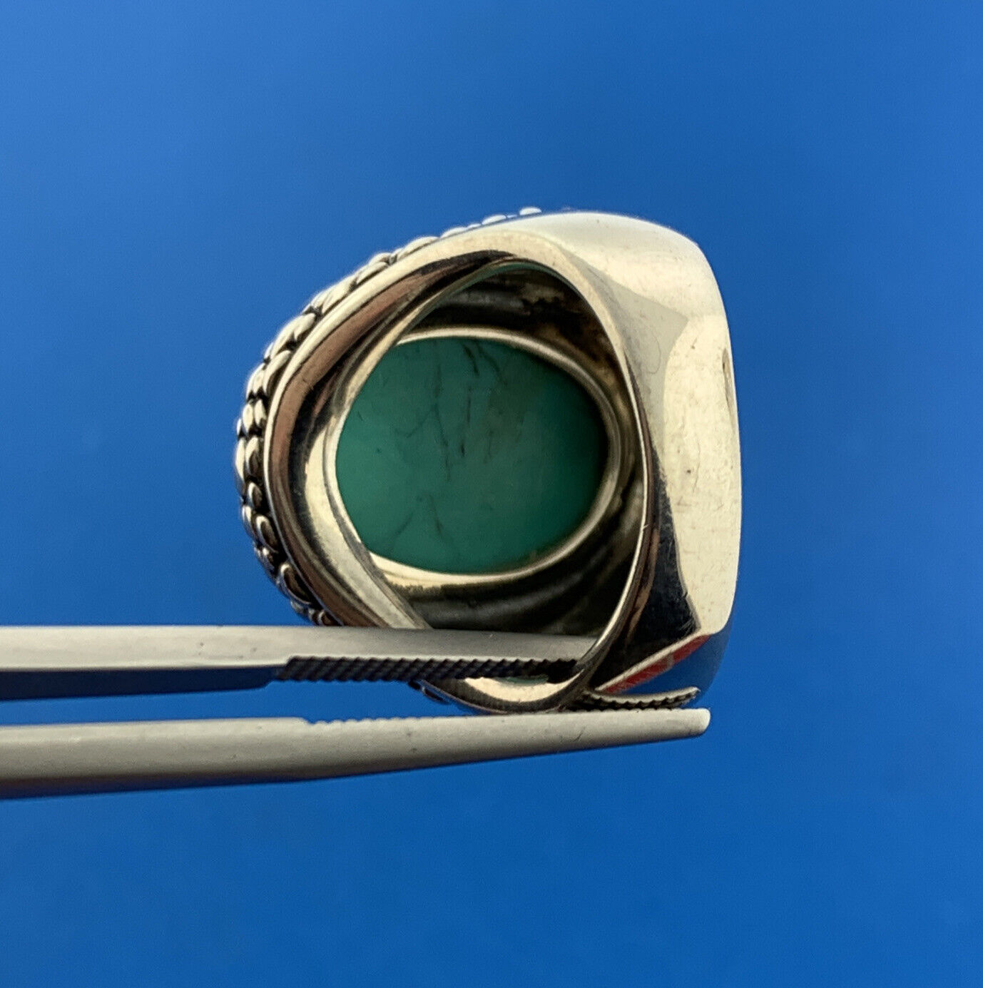 Whitney Kelly 925 Sterling Silver Oval Turquoise Pebbled Statement Dome Ring