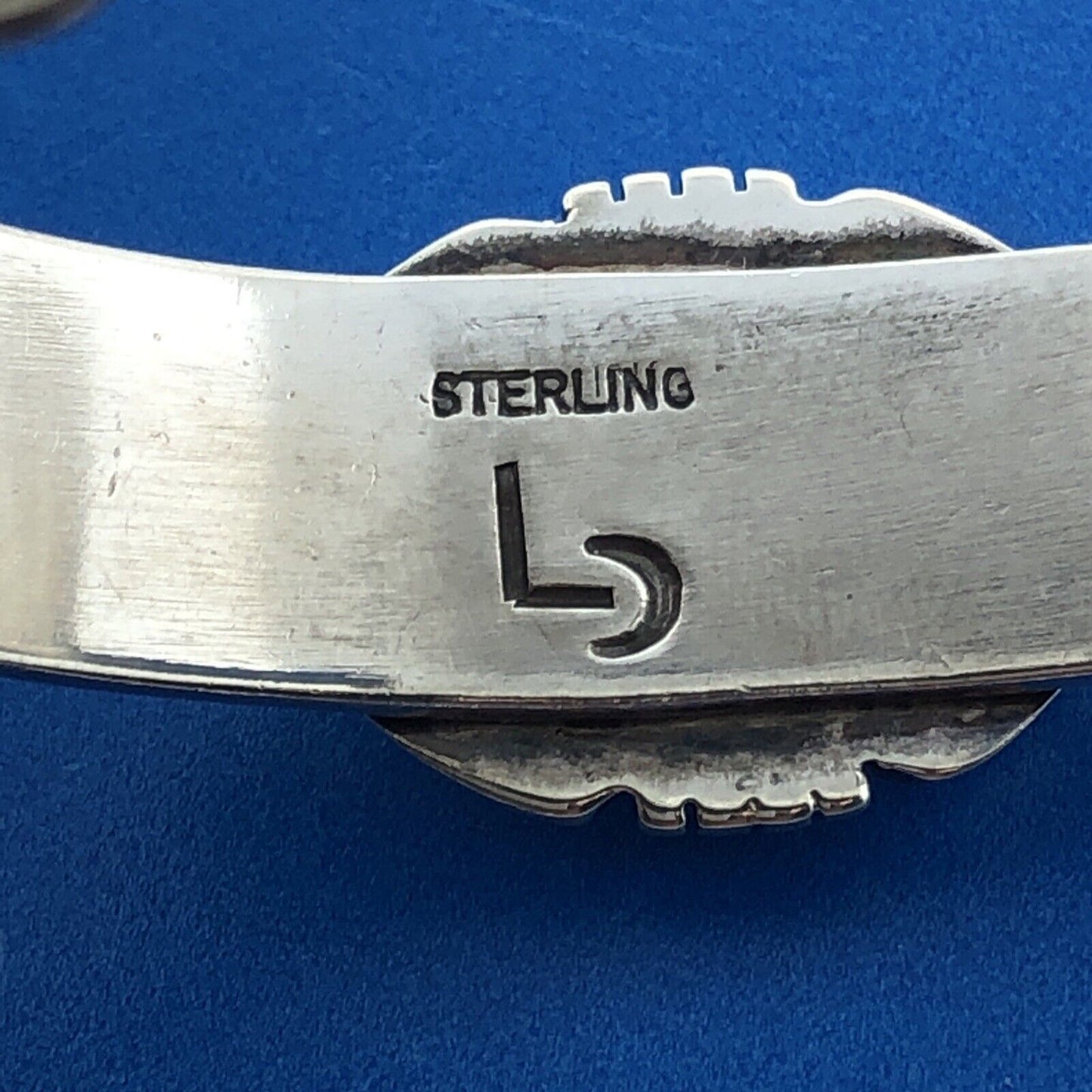 Native American Signed 925 Sterling Silver Rare Green Turquoise Cuff Bracelet