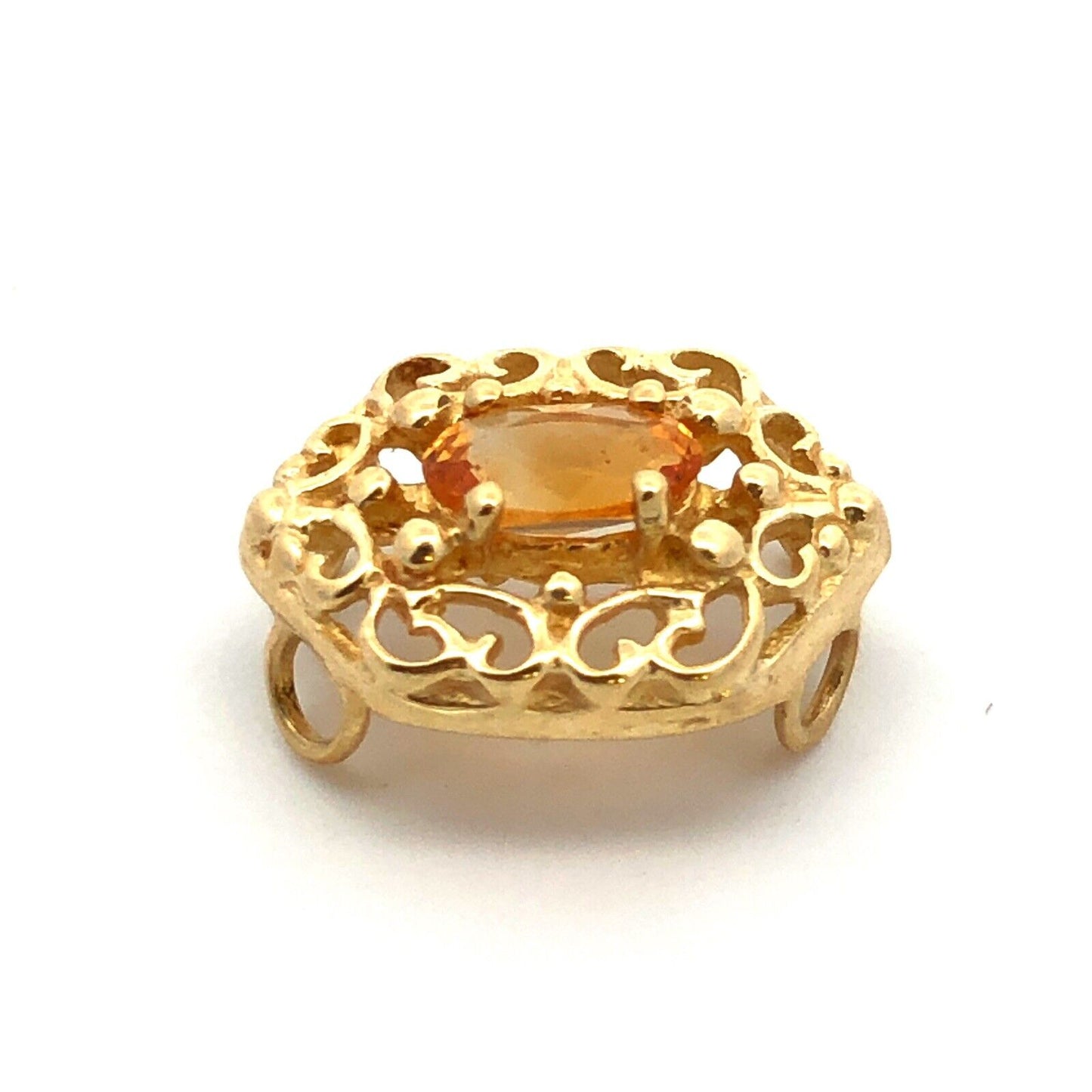 Designer 10K Yellow Gold Oval Citrine November Anniversary Slide Bracelet Charm