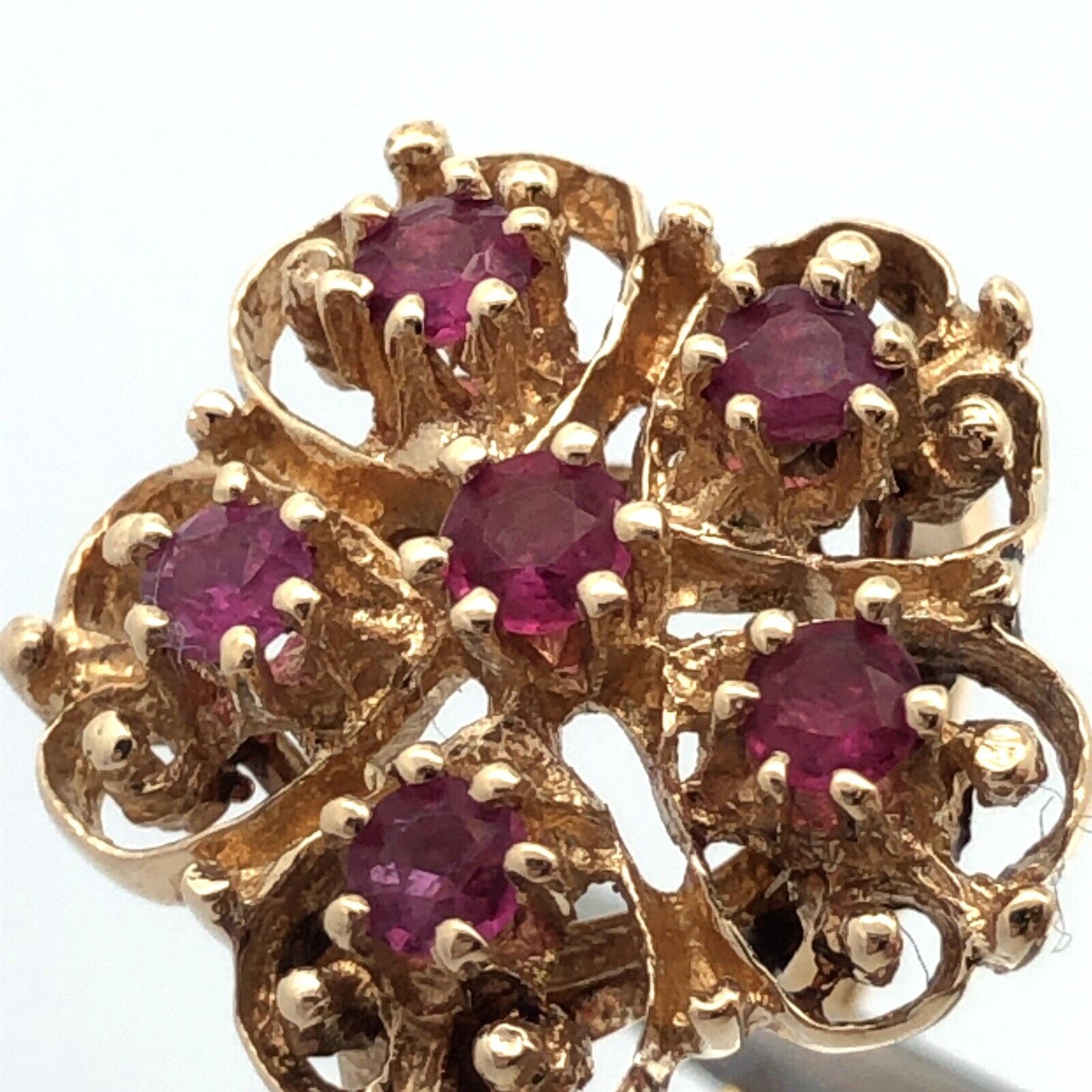 Designer 14K Yellow Gold Pink Tourmaline Flower Cluster Statement Cocktail Ring