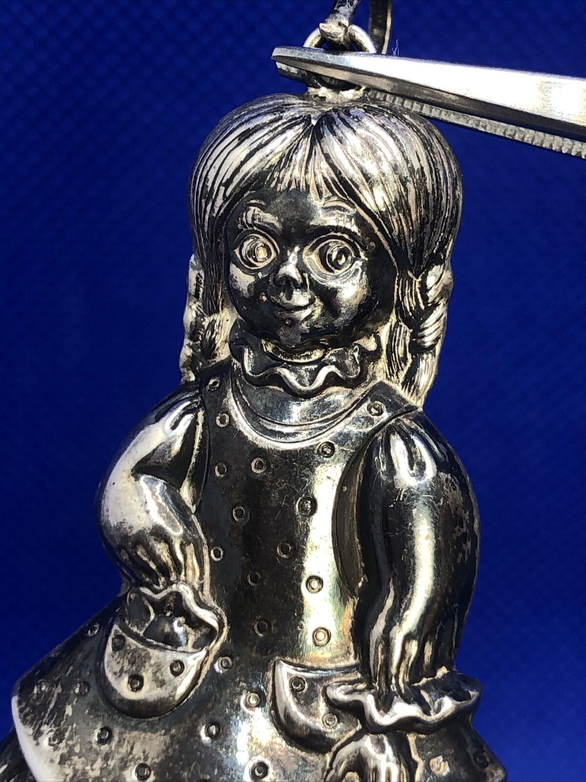Vintage Designer RM Trush 1979 925 Sterling Silver 3D Girl in Dress Ornament