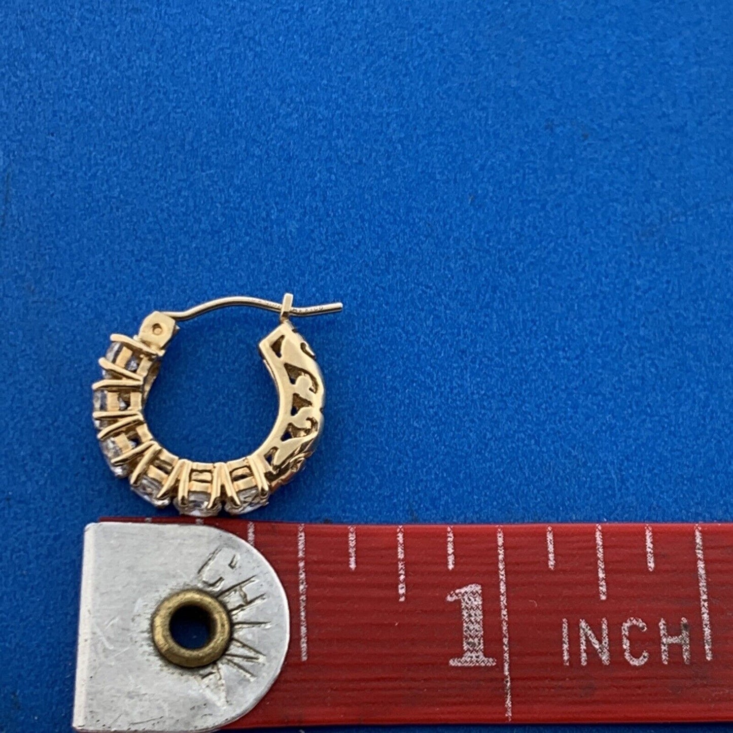 Designer 14K Yellow Gold Cubic Zircoina CZ Huggie Hoop Earrings