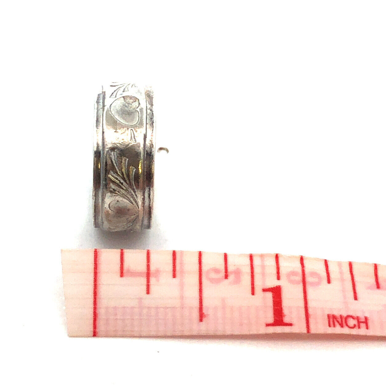 Vintage Designer Uncas 925 Sterling Silver Heart Detail Love Band Ring