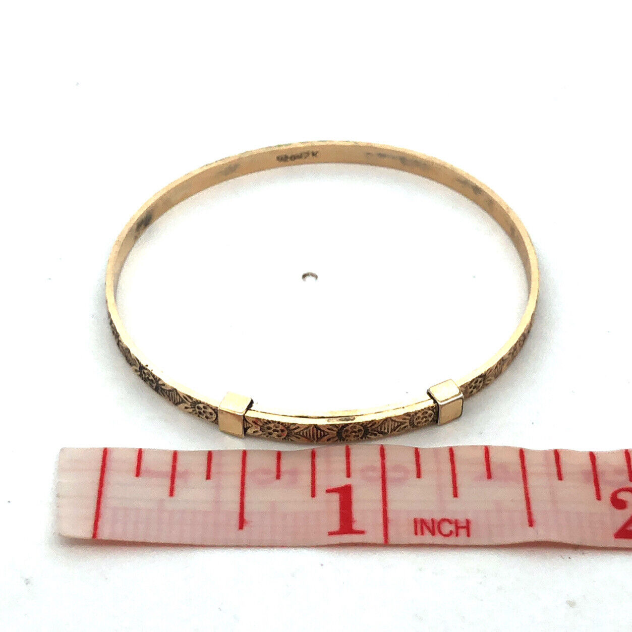 Vintage 1/20 12K Yellow Gold Filled Engraved Floral Childs Adjustable Bracelet