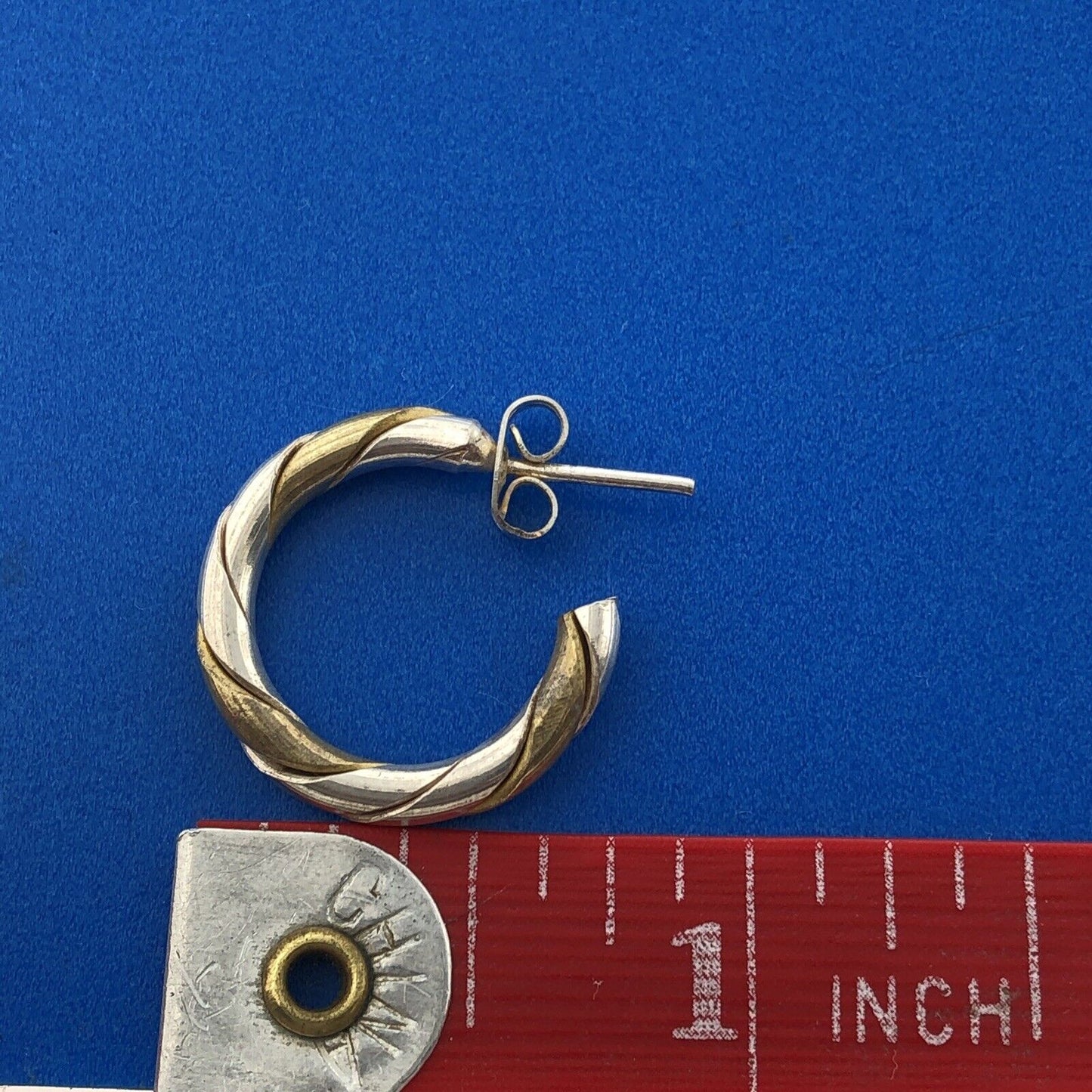 925 Sterling Silver Vermeil Two Tone Classic Hoop Earrings